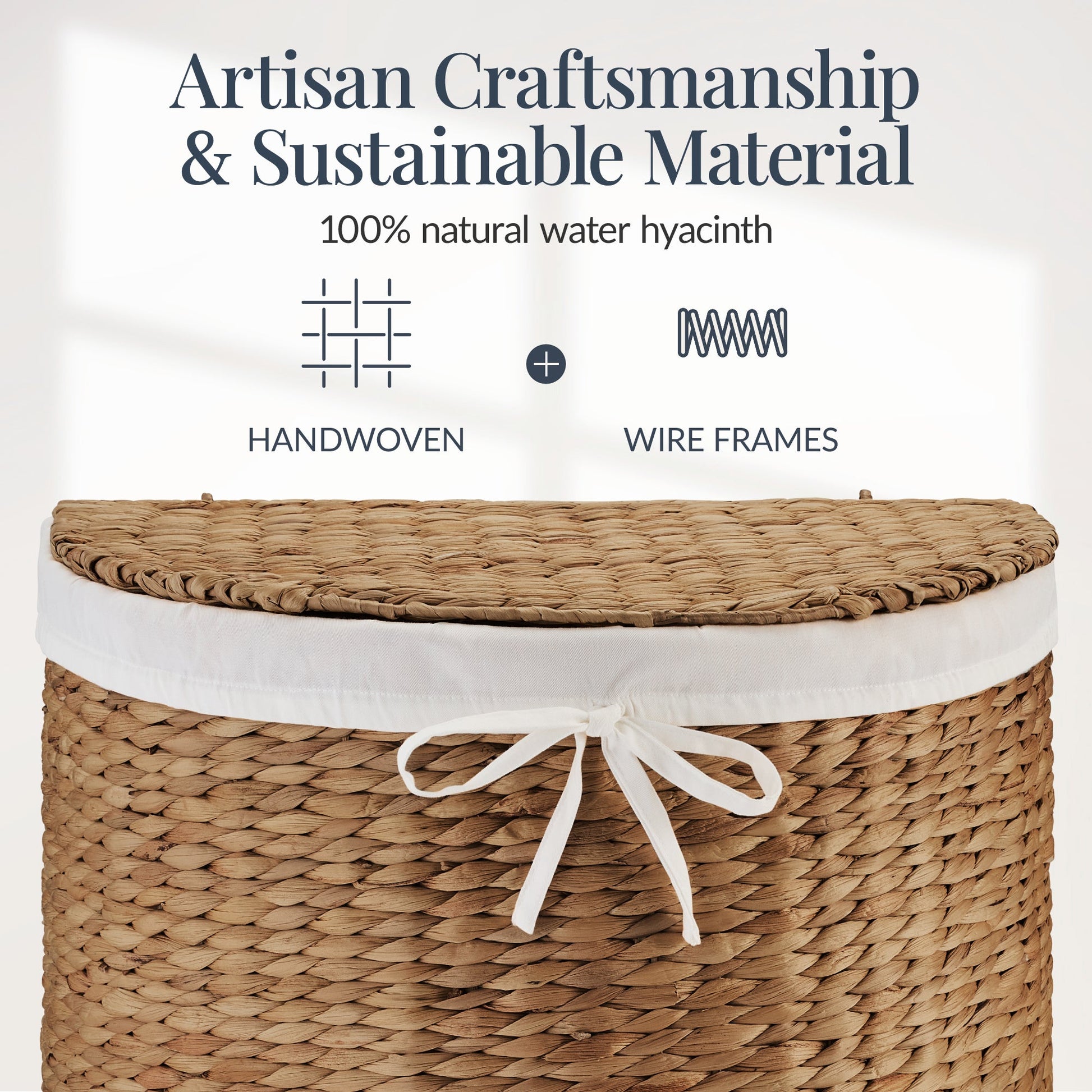 Half Moon Round Laundry Hamper w/ Lid