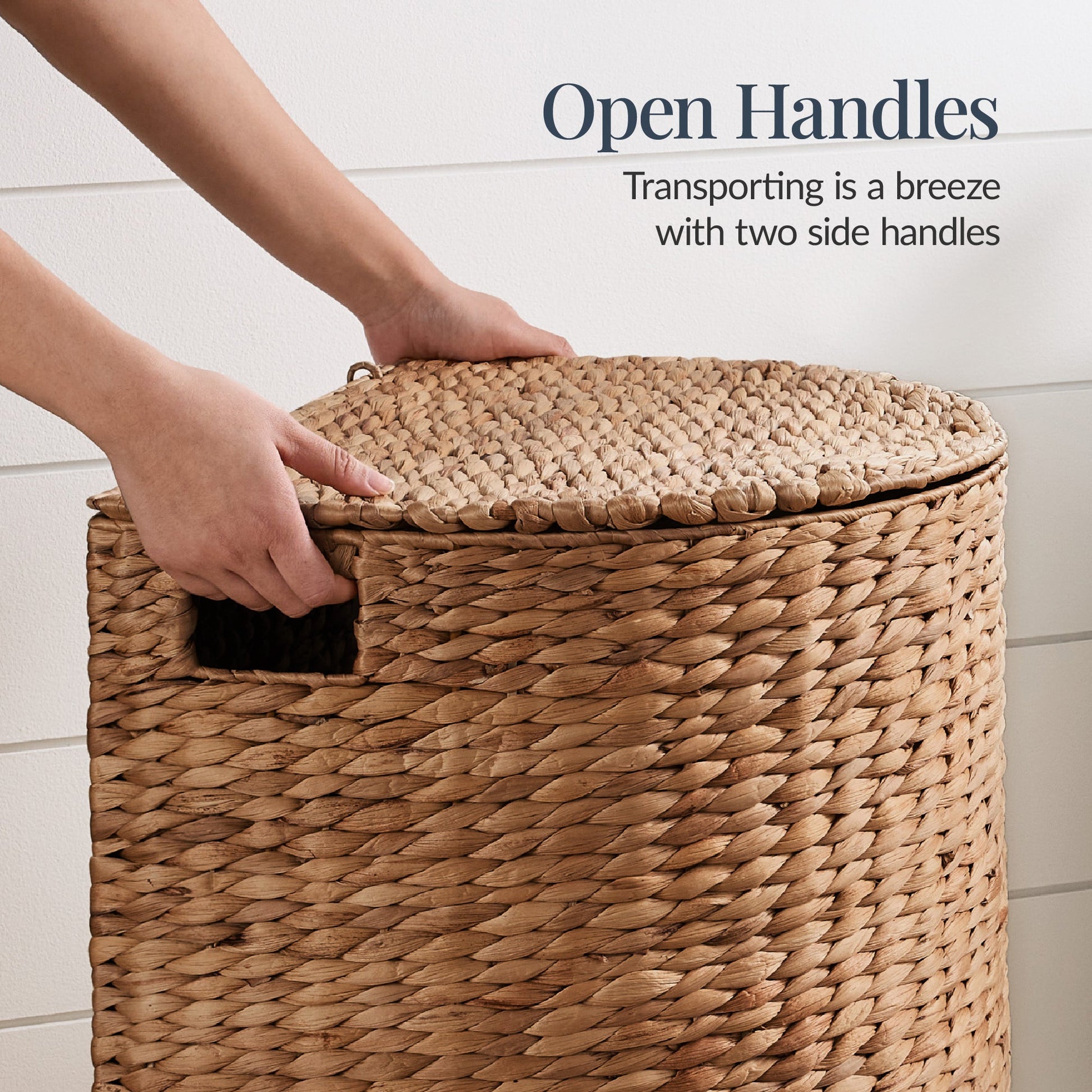 Half Moon Round Laundry Hamper w/ Lid