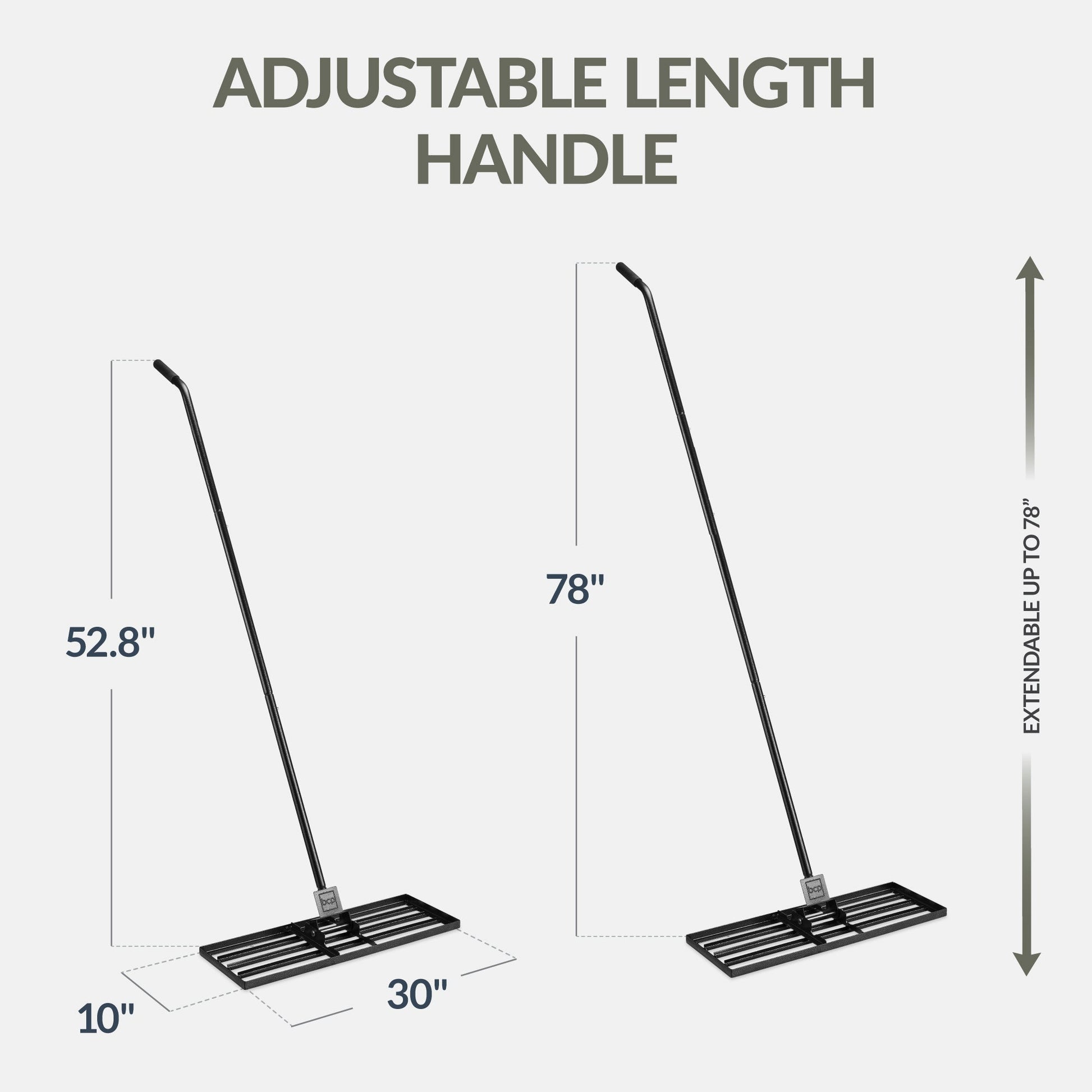 Lawn Leveling Rake, 30" x 10", Extra Long 78" handle
