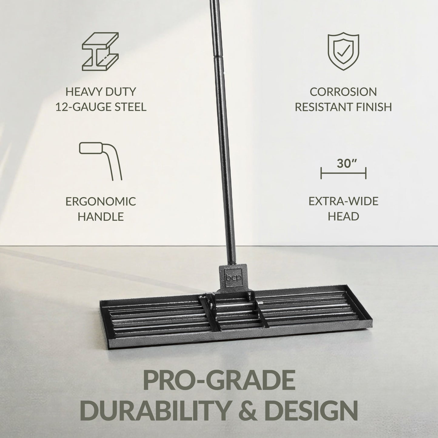 Lawn Leveling Rake, 30" x 10", Extra Long 78" handle