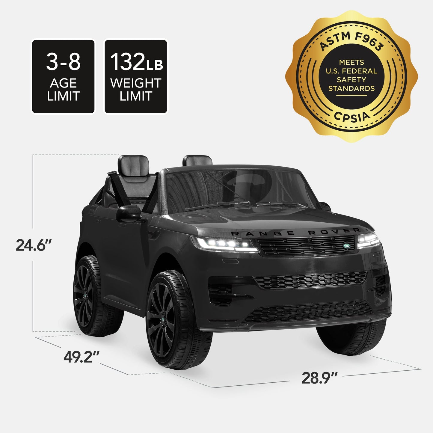 24V 2-Seater Licensed Range Rover Sport Ride-On Car w/ Parent Control
