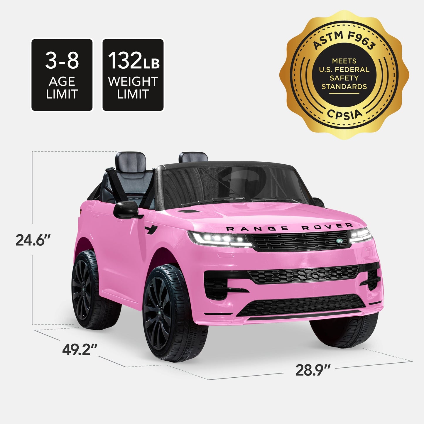 24V 2-Seater Licensed Range Rover Sport Ride-On Car w/ Parent Control