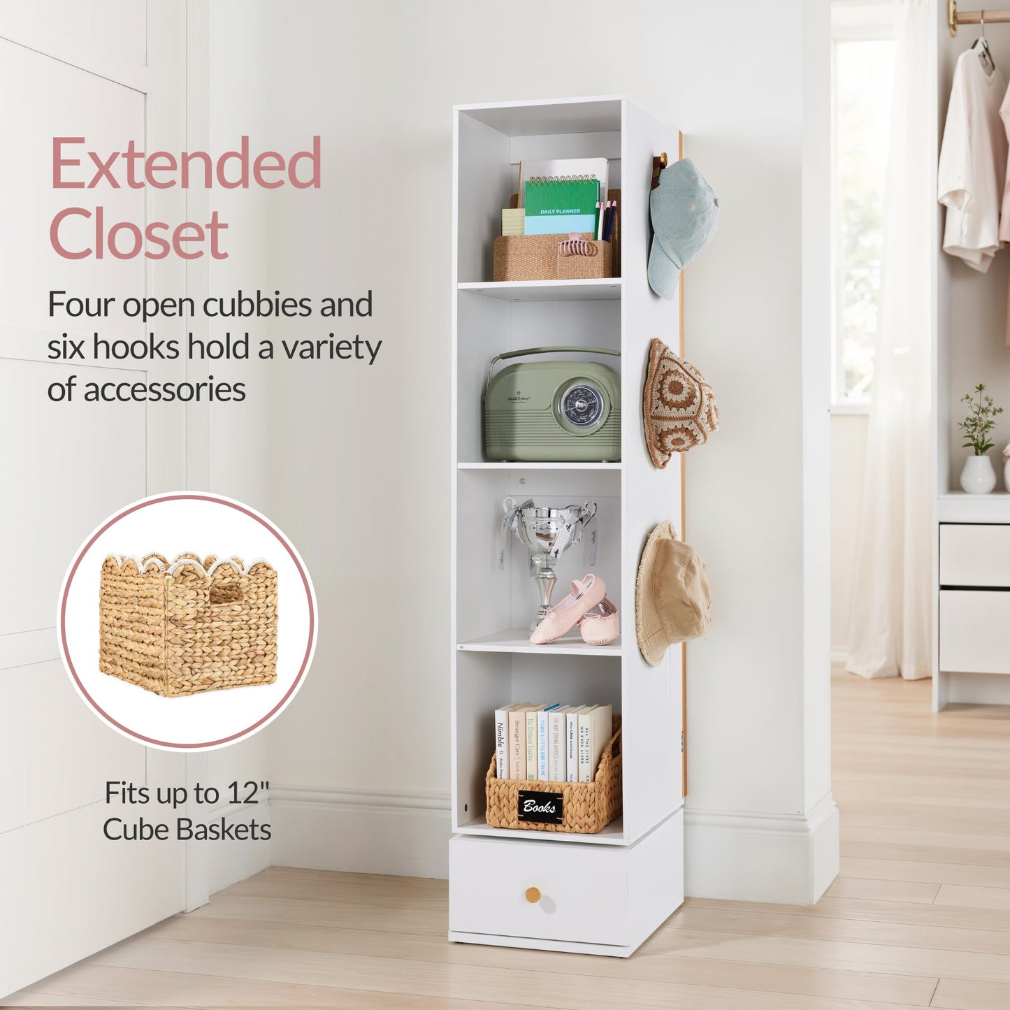 Rotating Mirror w/ Storage Cabinet, Swivel Jewelry Armoire, Shelves, Hooks