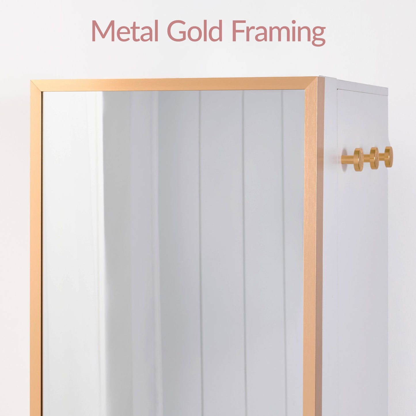 Rotating Mirror w/ Storage Cabinet, Swivel Jewelry Armoire, Shelves, Hooks