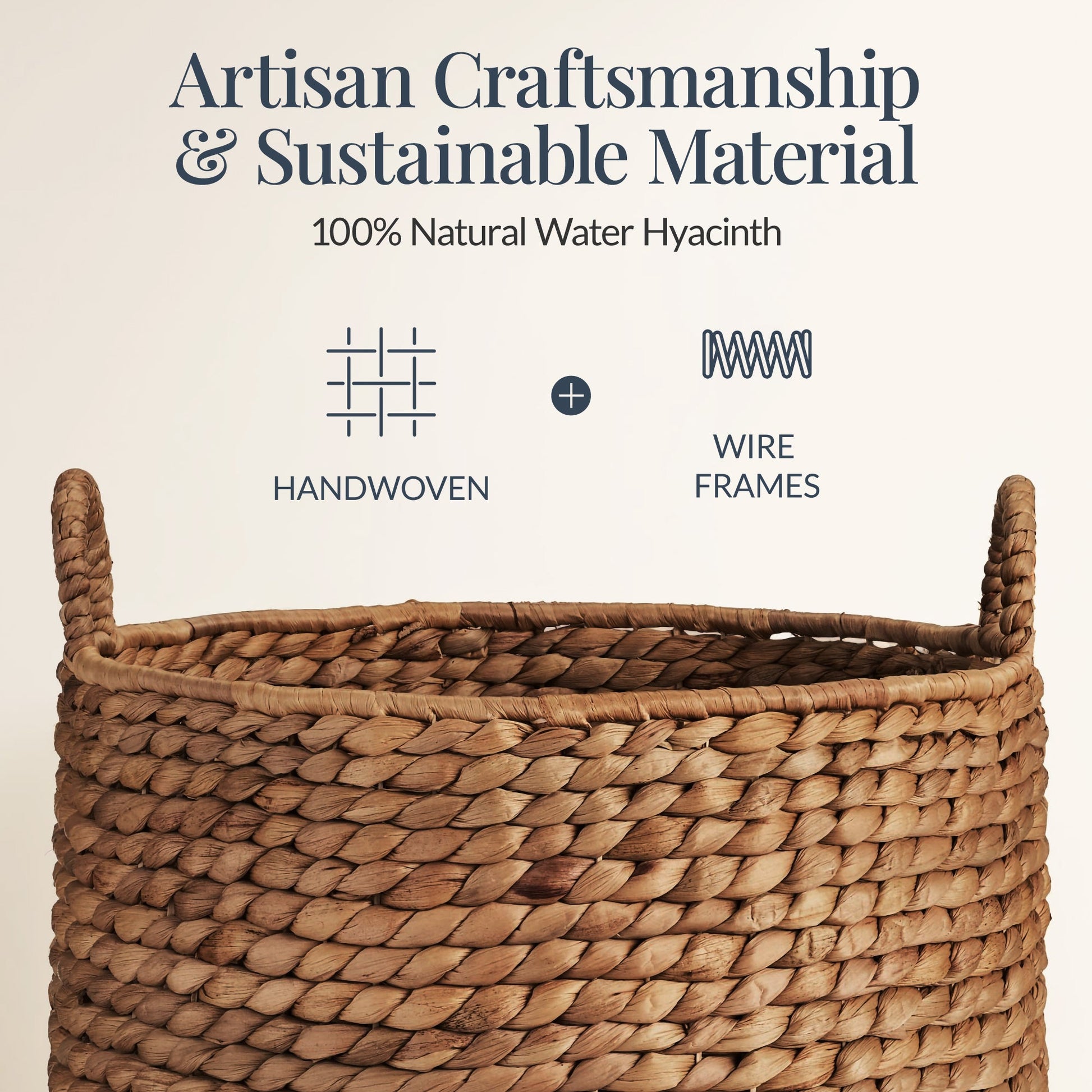 2-Piece Round Nesting Baskets W/Handles, Hyacinth Plant Holder & Storage Bin