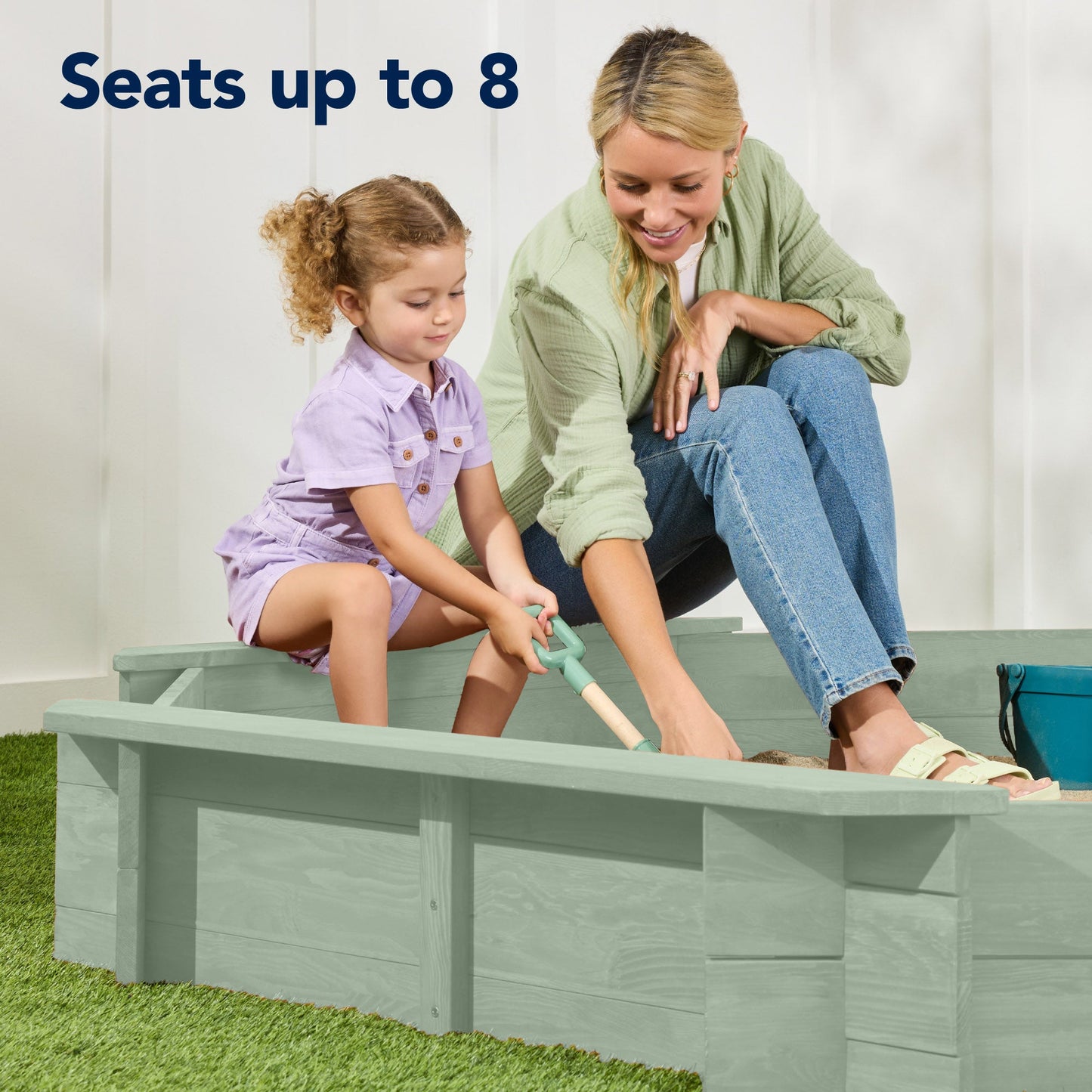 Kid's Wooden Octagonal Sandbox w/ Sand Cover, 4 Reinforced Benches, 8 Seats