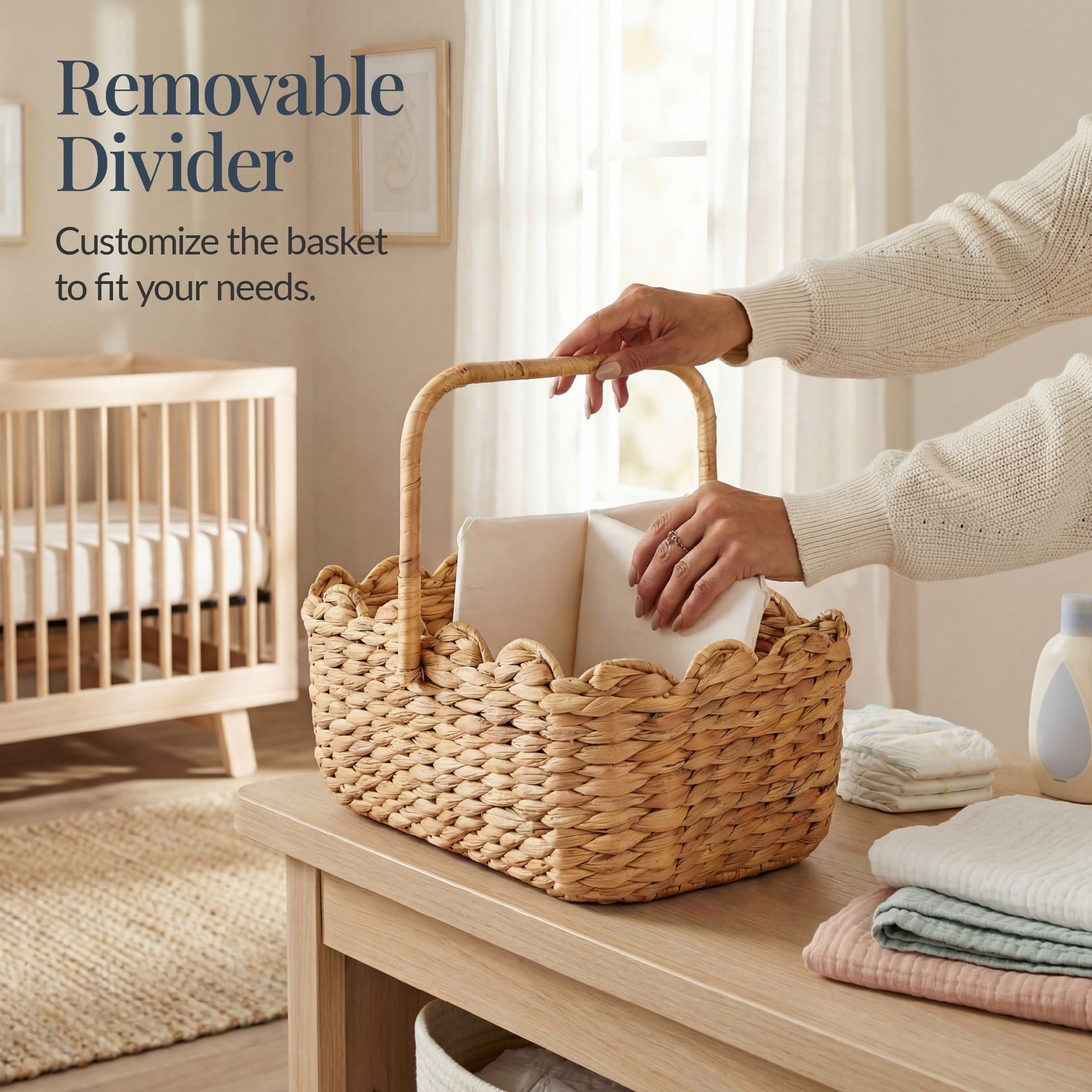 Diaper Caddy Organizer for Baby w/ Removable Divider & Handles