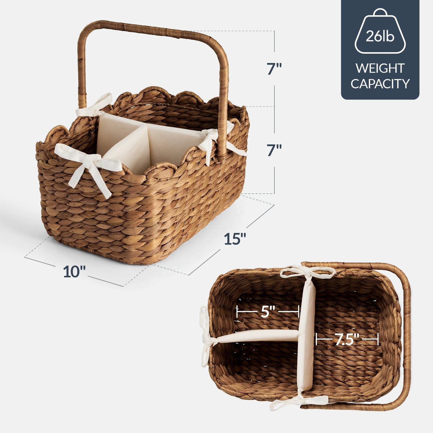 Diaper Caddy Organizer for Baby w/ Removable Divider & Handles