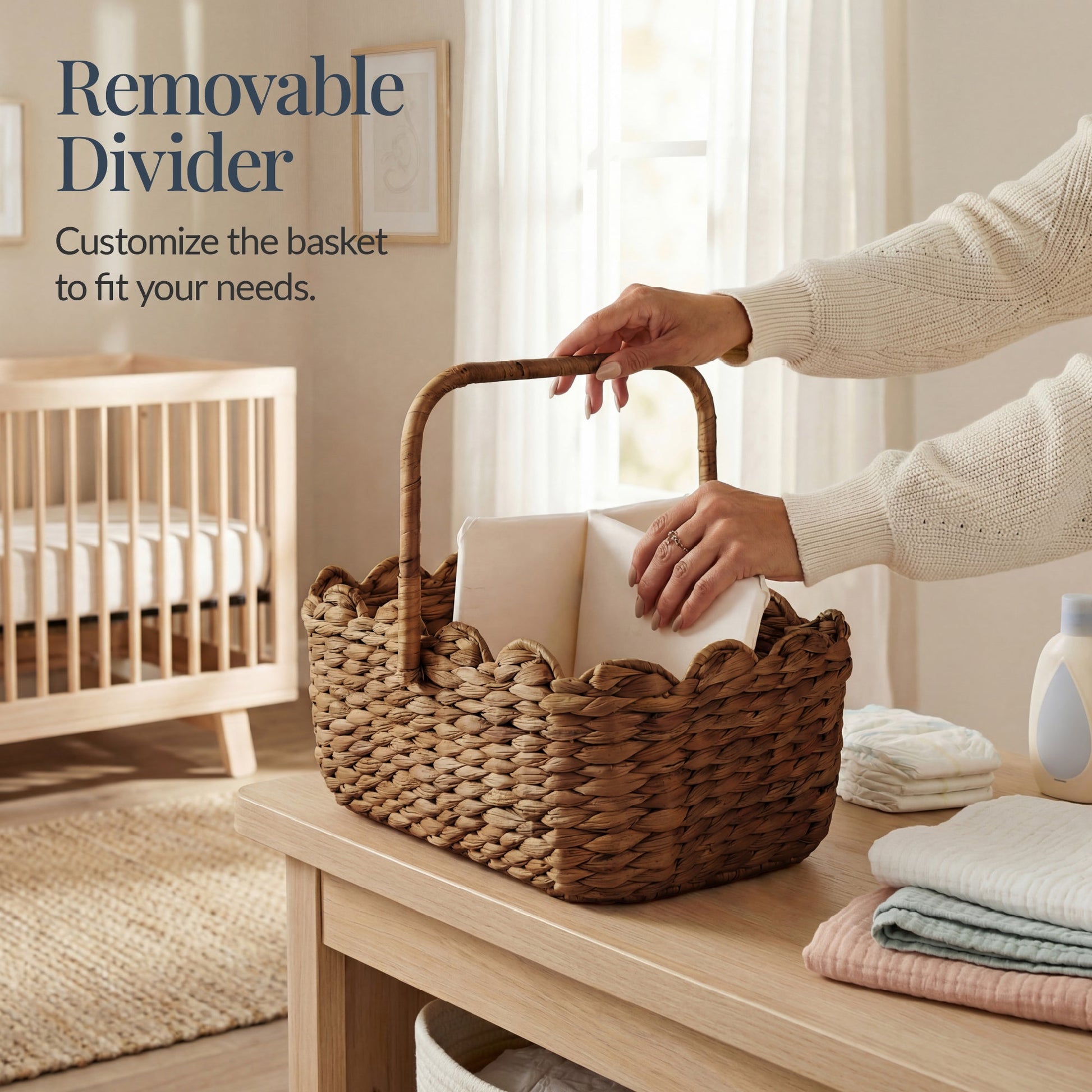 Diaper Caddy Organizer for Baby w/ Removable Divider & Handles