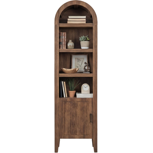 72" Tall Narrow Arched Pantry Cabinet w/ Door, 4-Tier Storage Cabinet