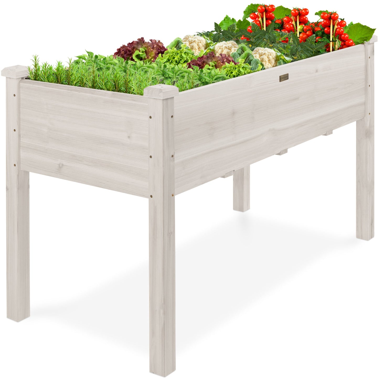Raised Garden Bed, Elevated Wooden Planter Box w/ Foot Caps - 48x24x30in