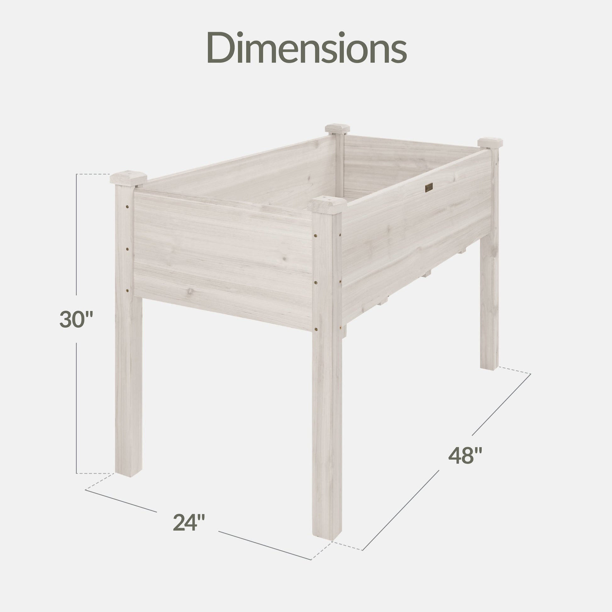Raised Garden Bed, Elevated Wooden Planter Box w/ Foot Caps - 48x24x30in