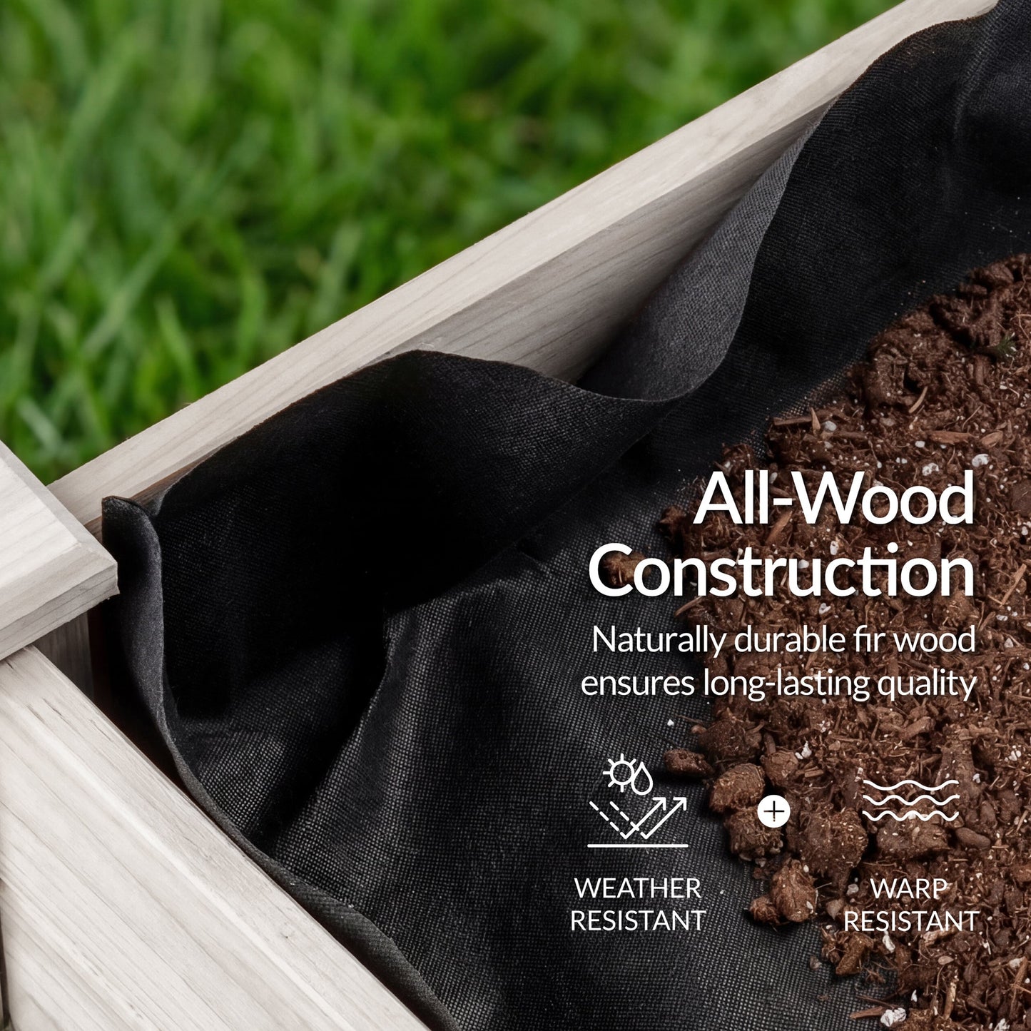 Raised Garden Bed, Elevated Wooden Planter Box w/ Foot Caps - 48x24x30in