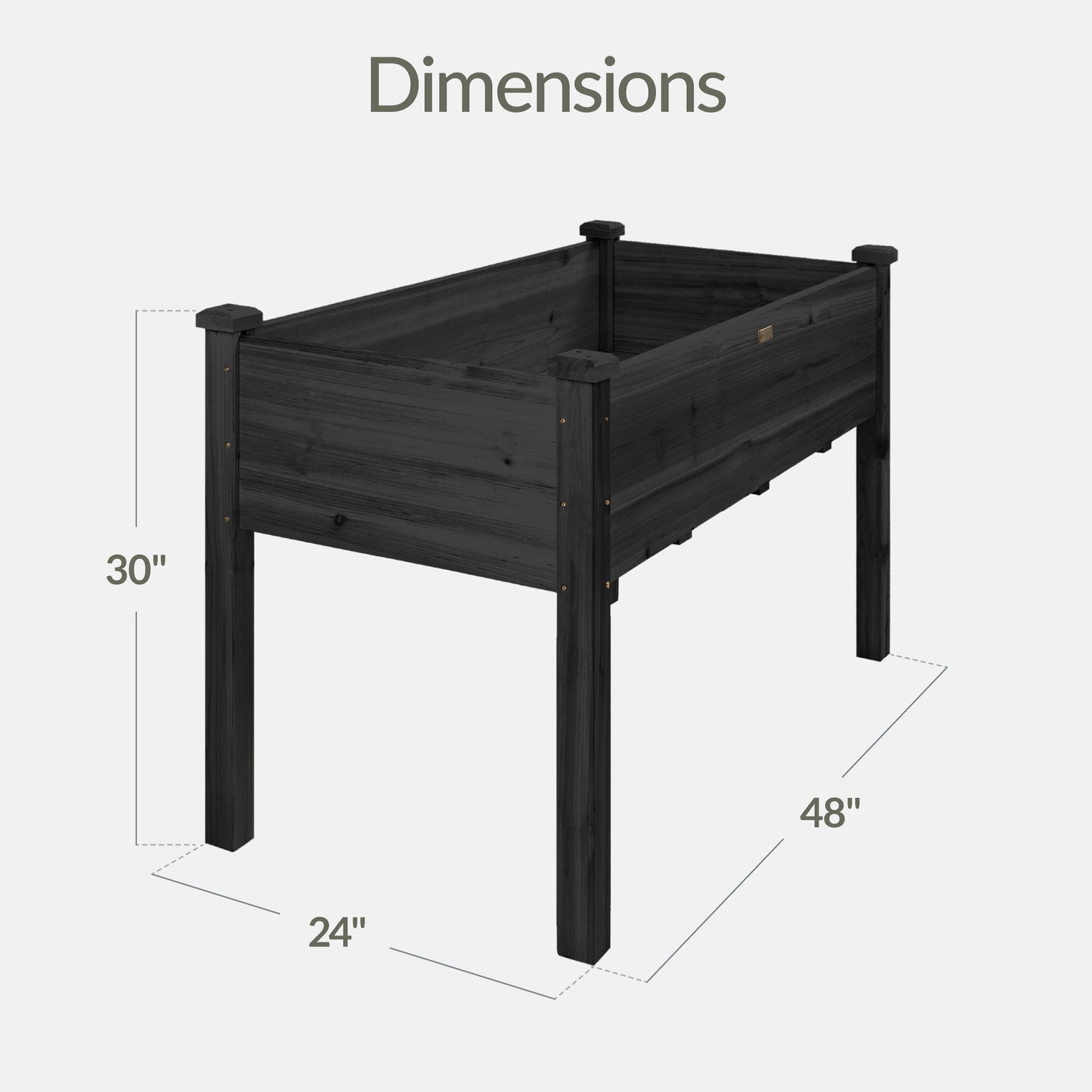 Raised Garden Bed, Elevated Wooden Planter Box w/ Foot Caps - 48x24x30in