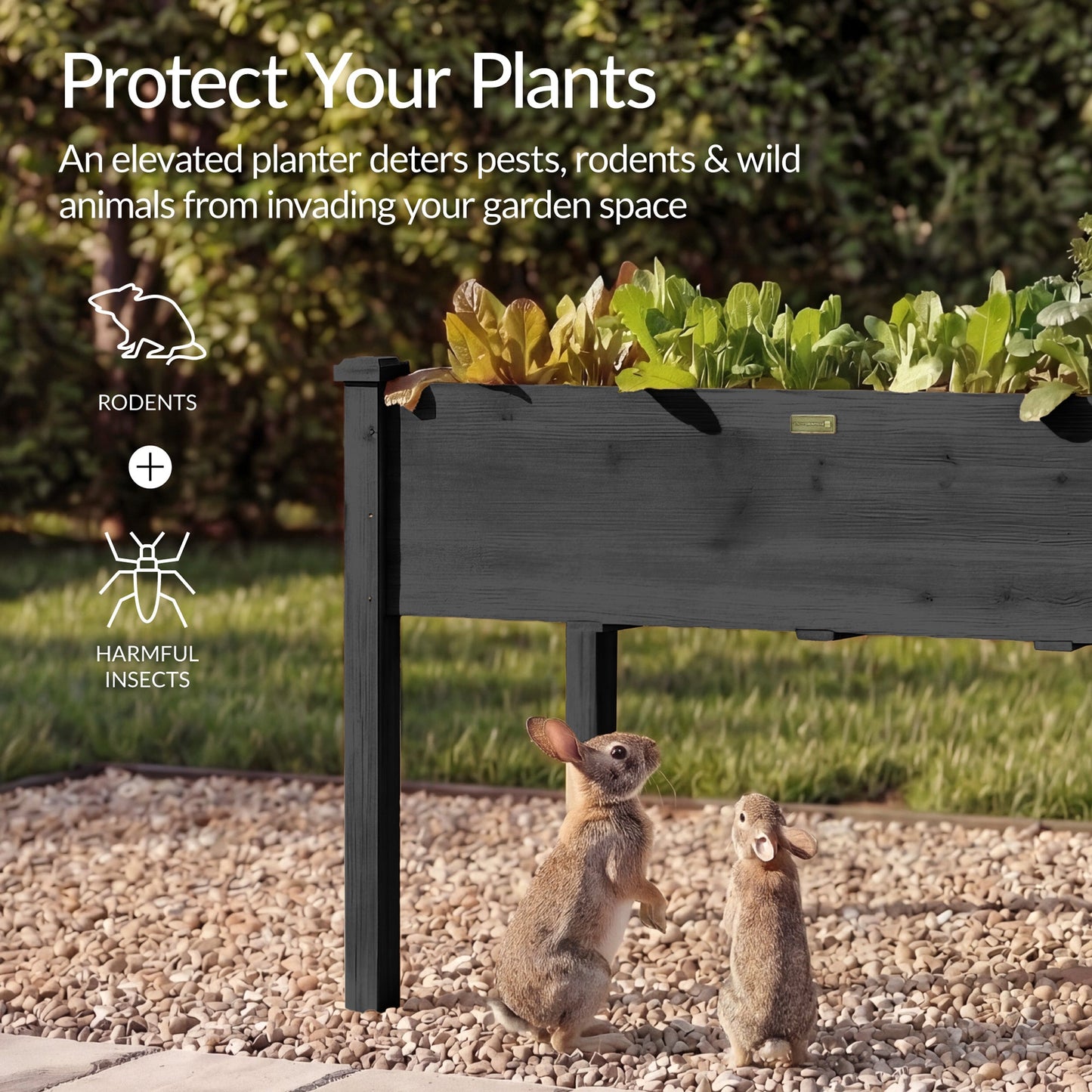 Raised Garden Bed, Elevated Wooden Planter Box w/ Foot Caps - 48x24x30in