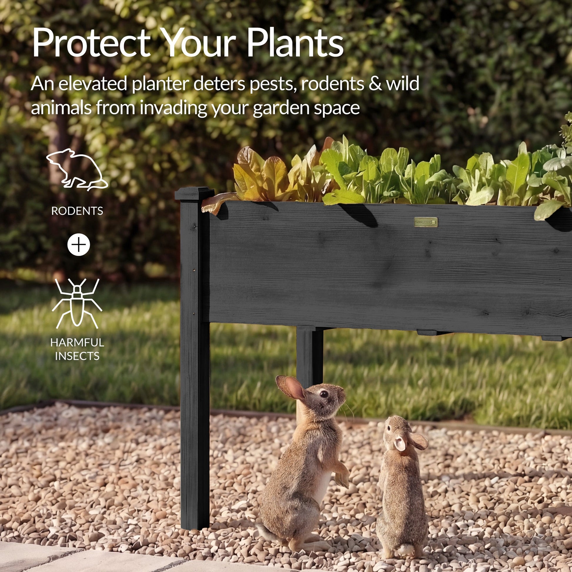 Raised Garden Bed, Elevated Wooden Planter Box w/ Foot Caps - 48x24x30in