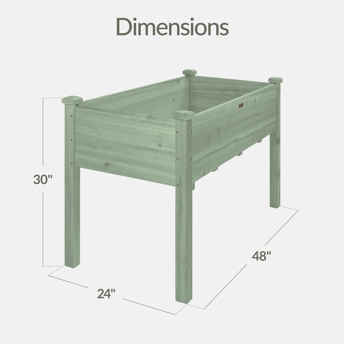Raised Garden Bed, Elevated Wooden Planter Box w/ Foot Caps - 48x24x30in