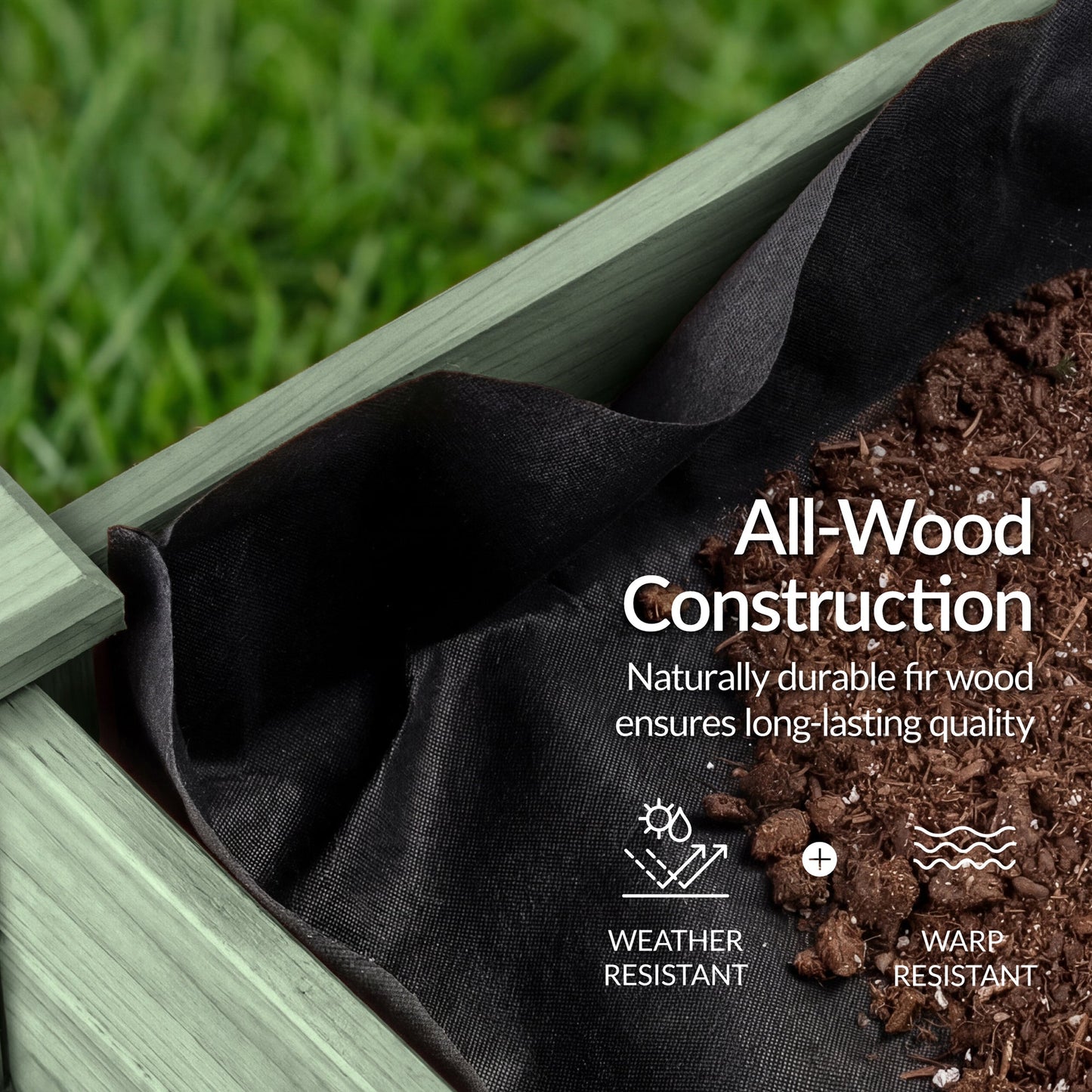 Raised Garden Bed, Elevated Wooden Planter Box w/ Foot Caps - 48x24x30in