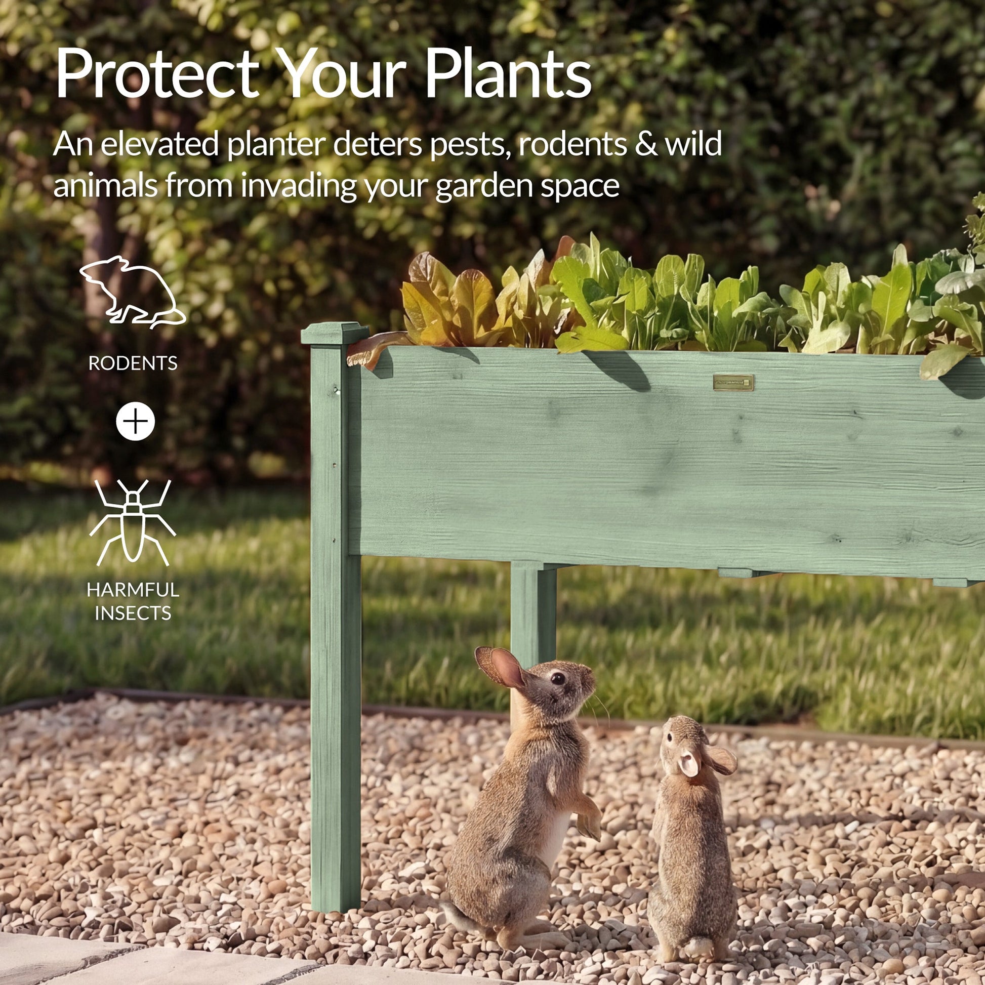 Raised Garden Bed, Elevated Wooden Planter Box w/ Foot Caps - 48x24x30in
