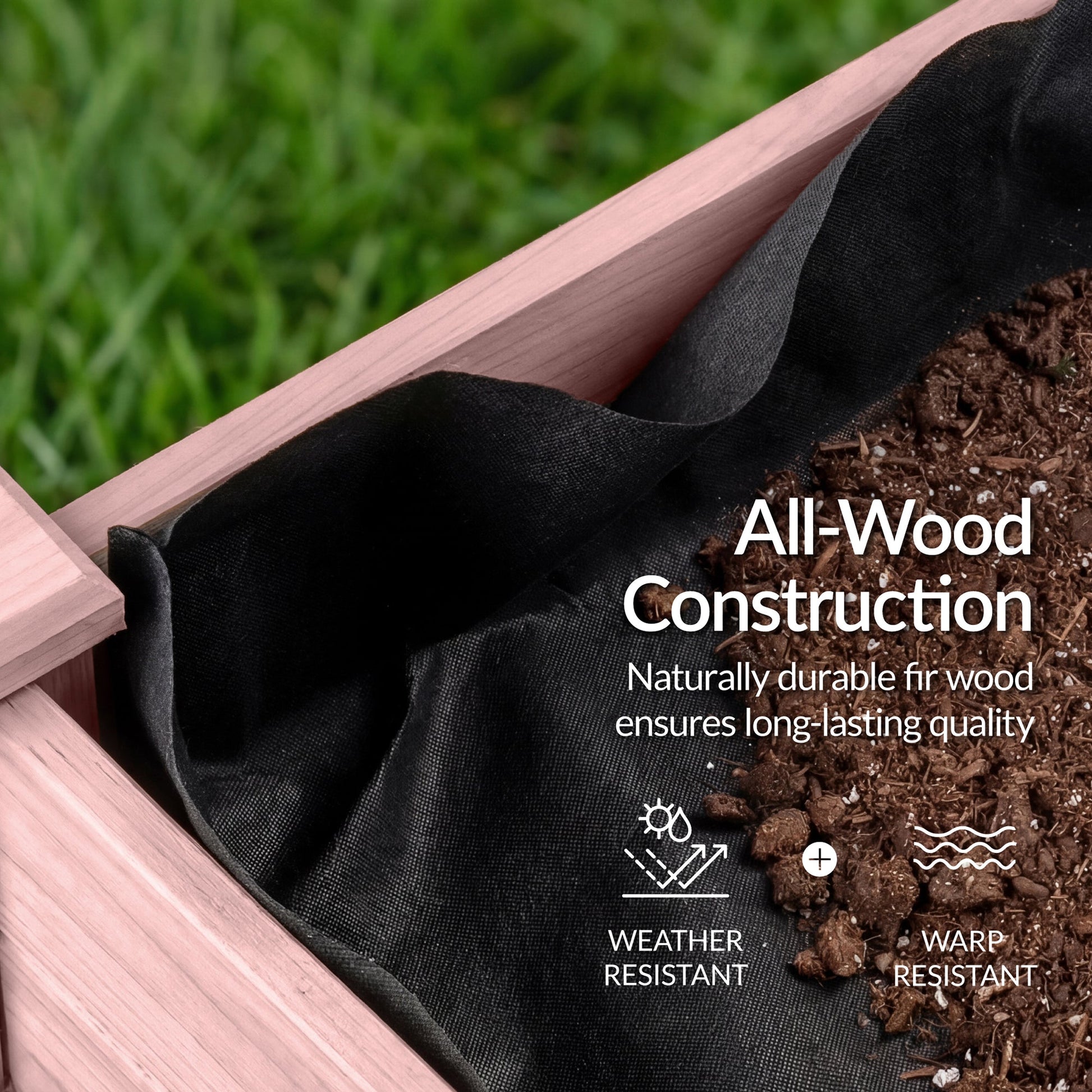 Raised Garden Bed, Elevated Wooden Planter Box w/ Foot Caps - 48x24x30in