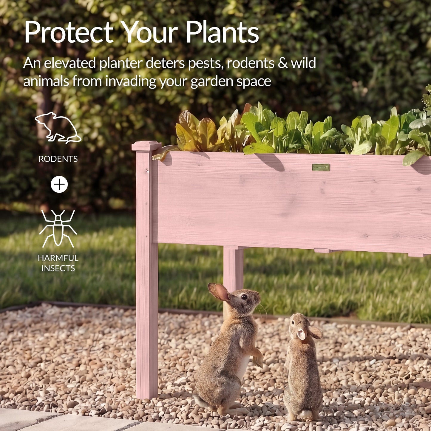 Raised Garden Bed, Elevated Wooden Planter Box w/ Foot Caps - 48x24x30in