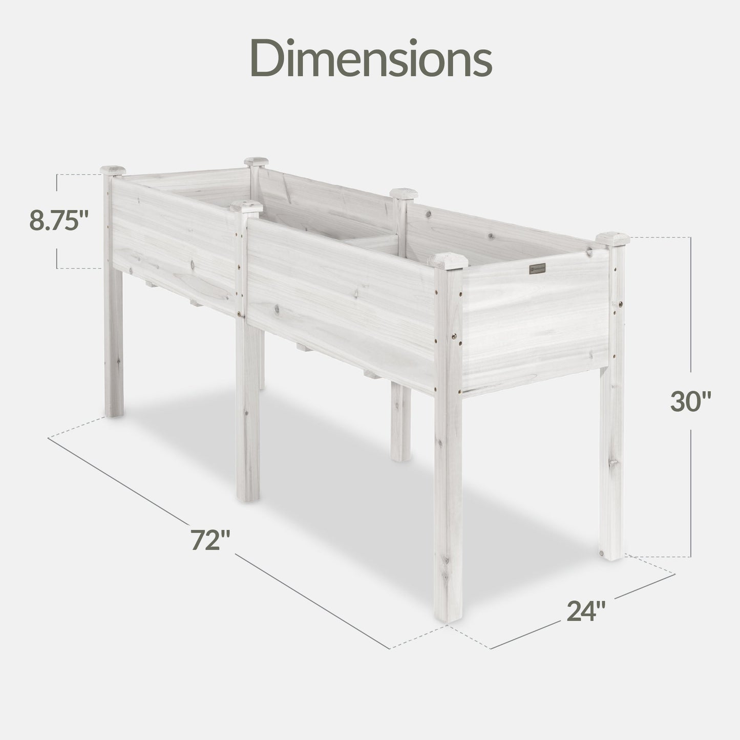 Raised Garden Bed, Elevated Wood Garden Planter Stand - 72x24x30in