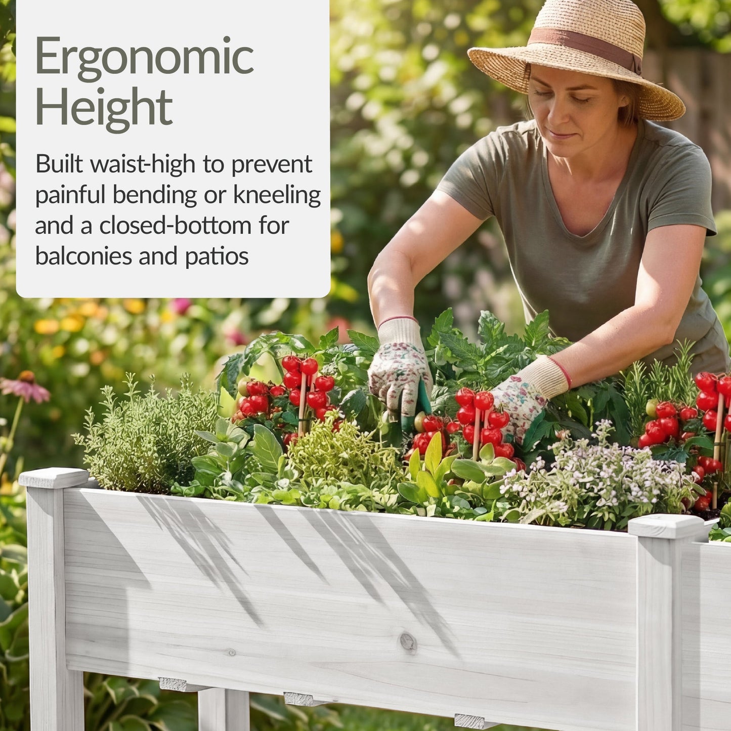 Raised Garden Bed, Elevated Wood Garden Planter Stand - 72x24x30in