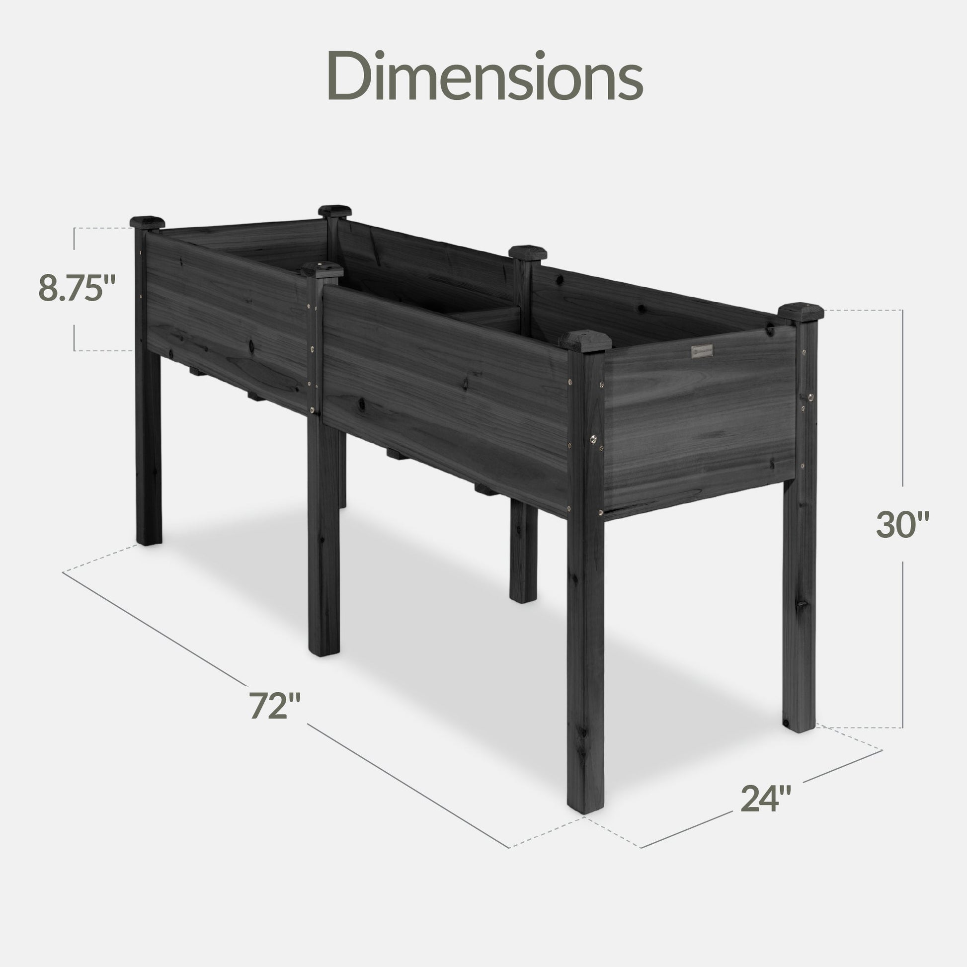 Raised Garden Bed, Elevated Wood Garden Planter Stand - 72x24x30in