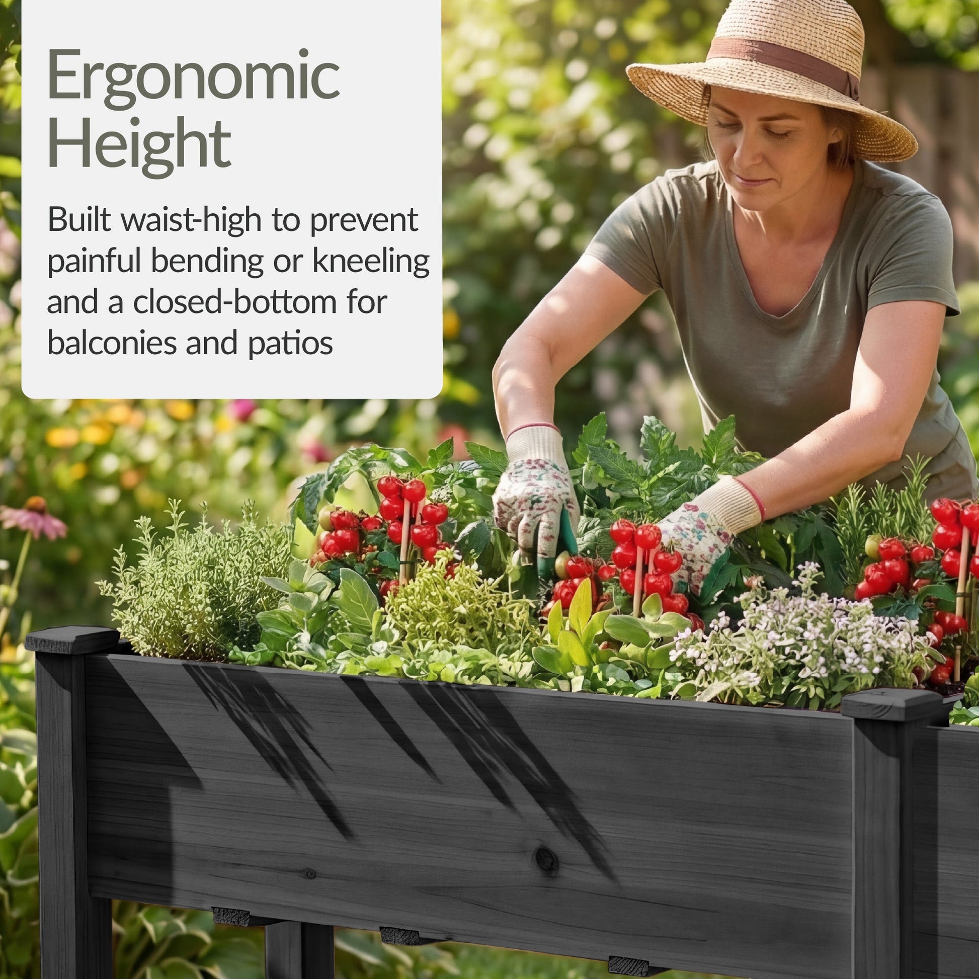 Raised Garden Bed, Elevated Wood Garden Planter Stand - 72x24x30in