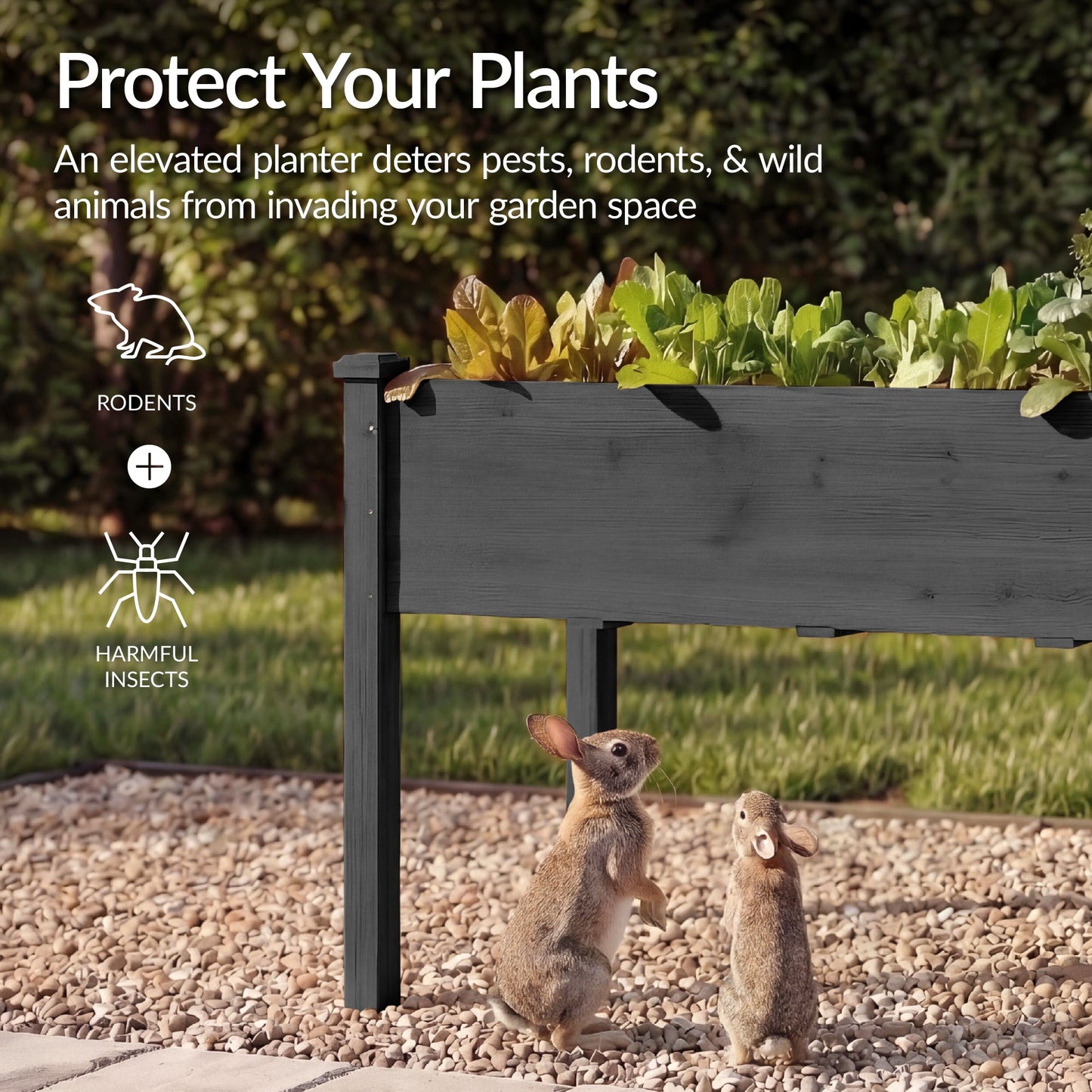 Raised Garden Bed, Elevated Wood Garden Planter Stand - 72x24x30in