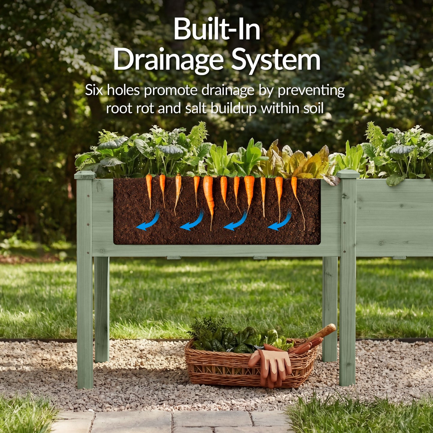 Raised Garden Bed, Elevated Wood Garden Planter Stand - 72x24x30in
