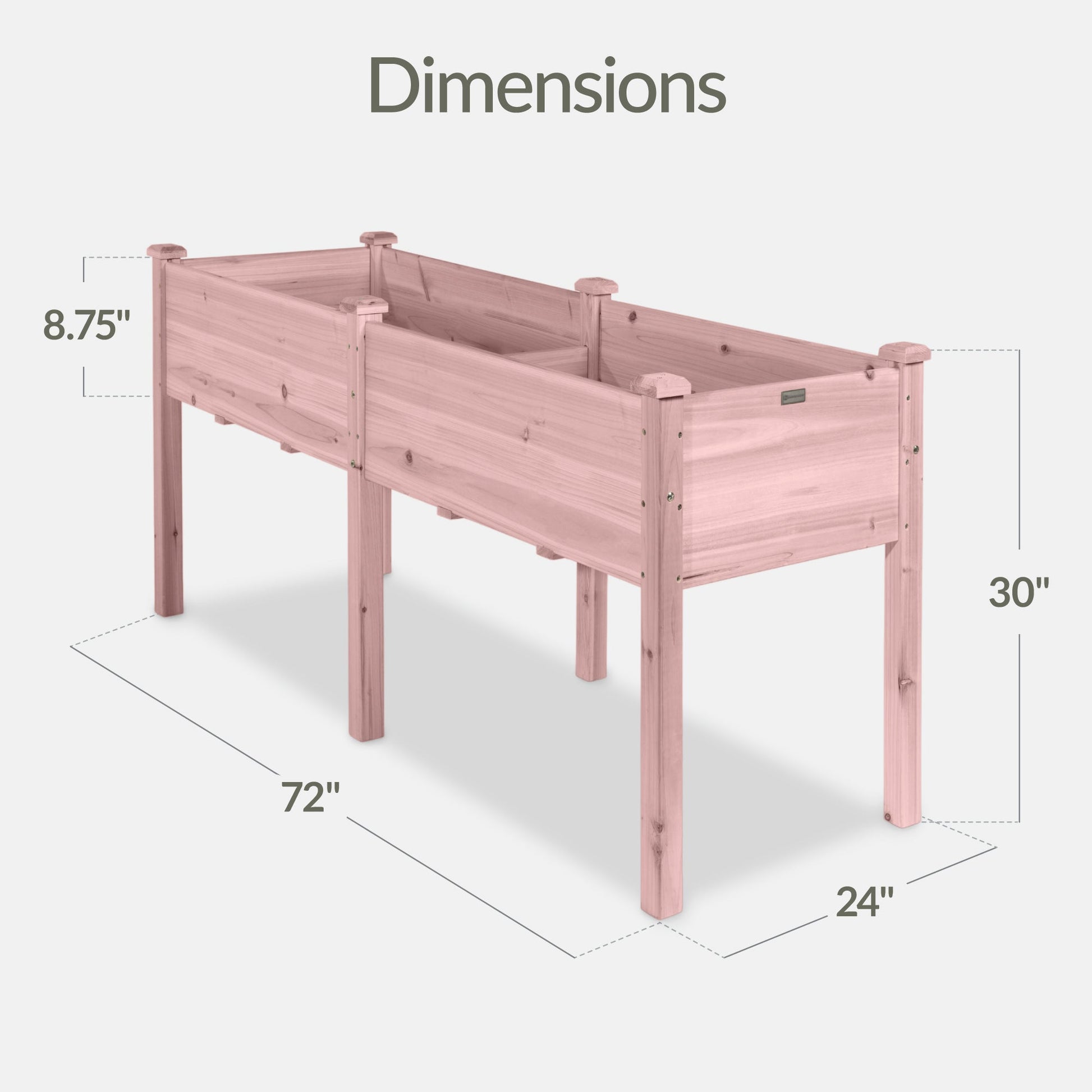 Raised Garden Bed, Elevated Wood Garden Planter Stand - 72x24x30in