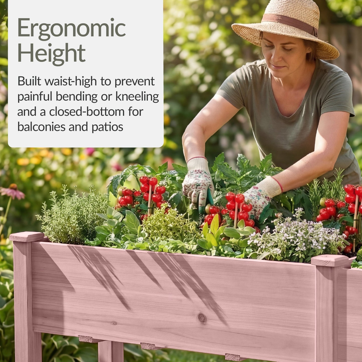 Raised Garden Bed, Elevated Wood Garden Planter Stand - 72x24x30in