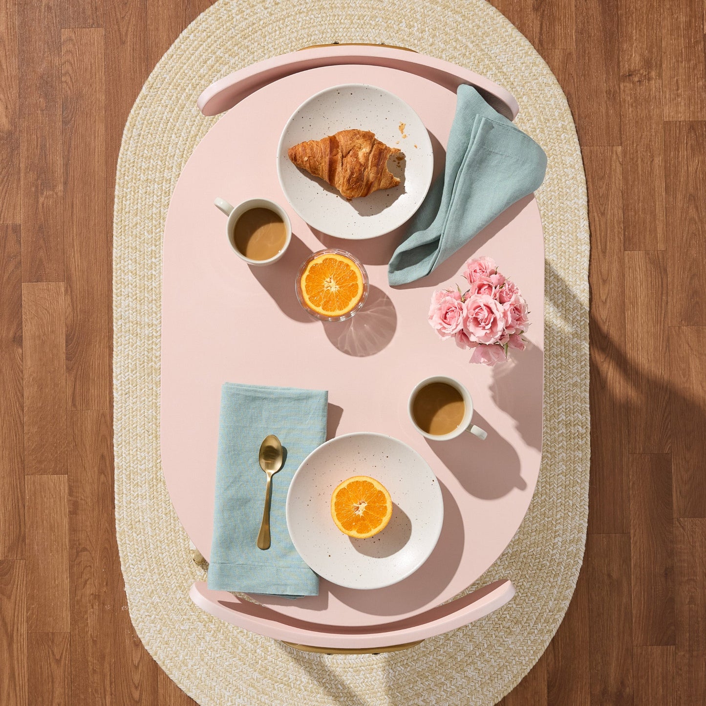 3-Piece Oval Dining Table Set, Small Kitchen Set w/ 2 Chairs