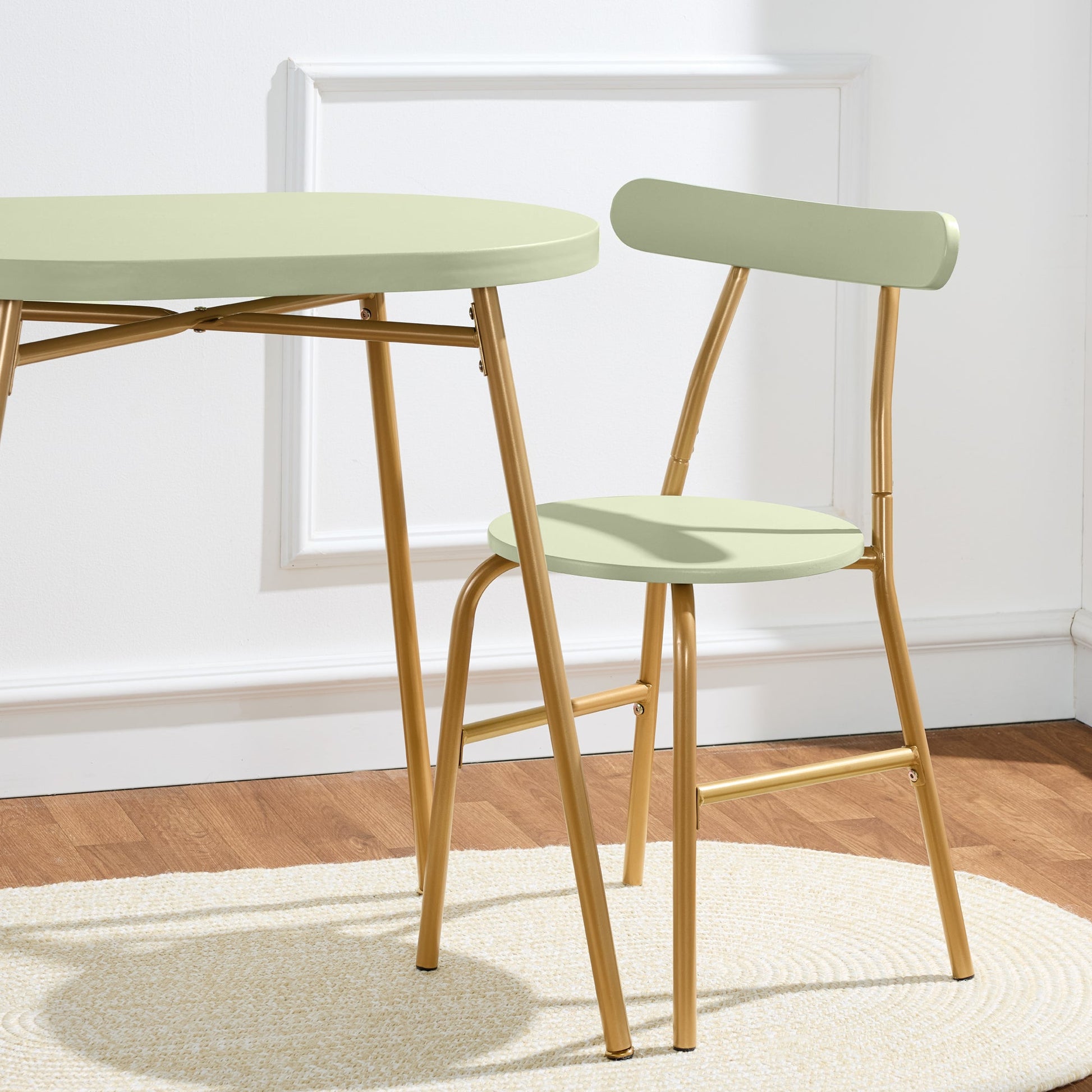3-Piece Oval Dining Table Set, Small Kitchen Set w/ 2 Chairs