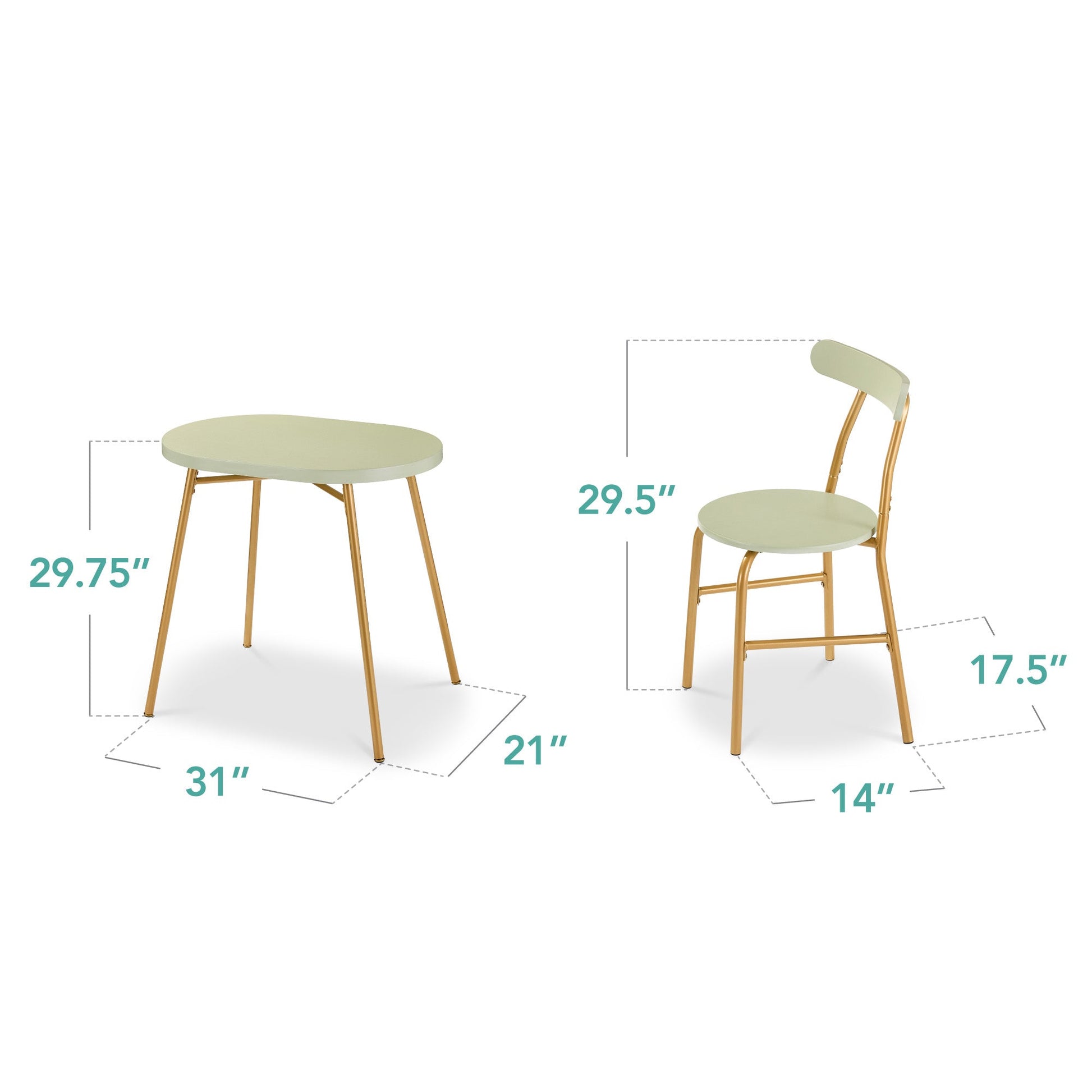 3-Piece Oval Dining Table Set, Small Kitchen Set w/ 2 Chairs