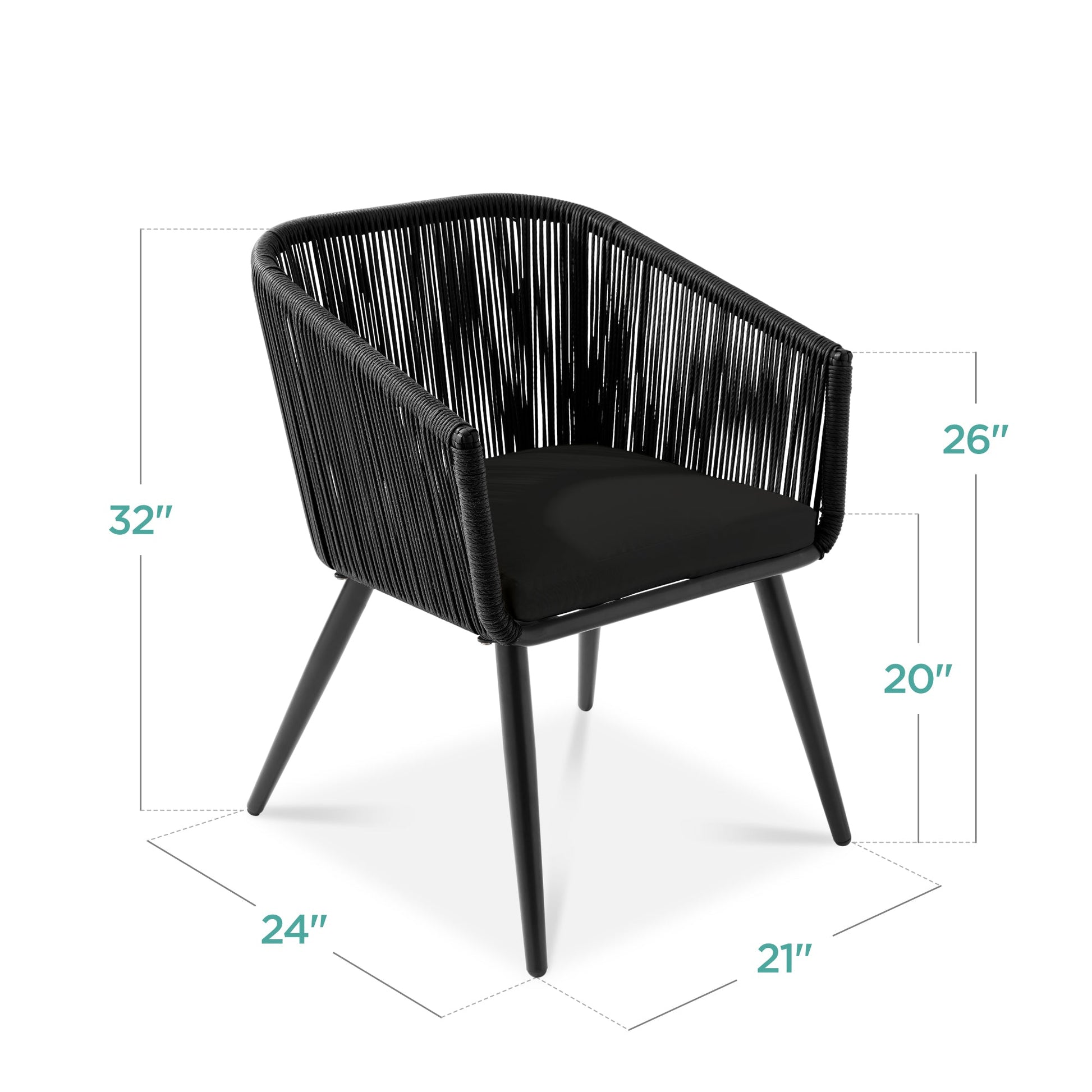 Set of 2 Outdoor Woven Wicker Patio Dining Chairs, 250lb Capacity