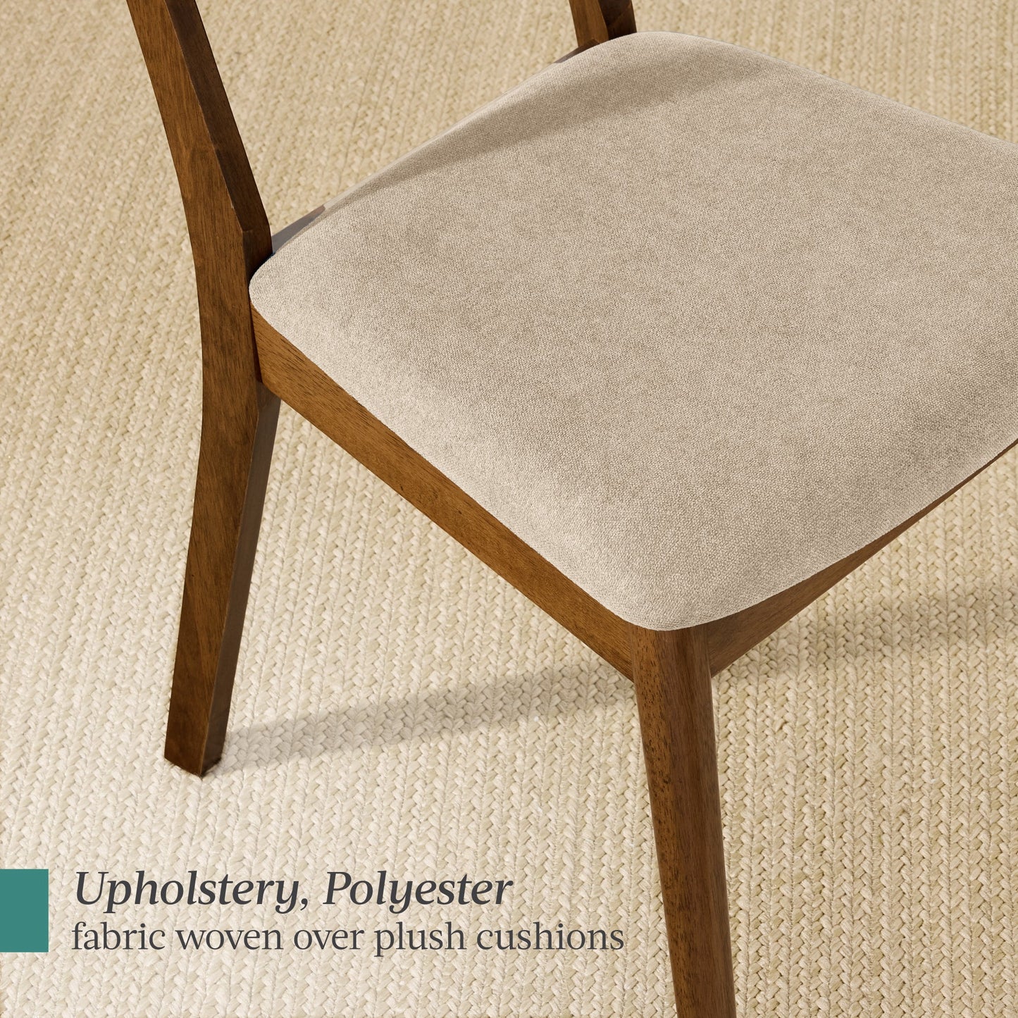 2-Piece Mid-Century Modern Wood &Upholstered Dining Chair Set