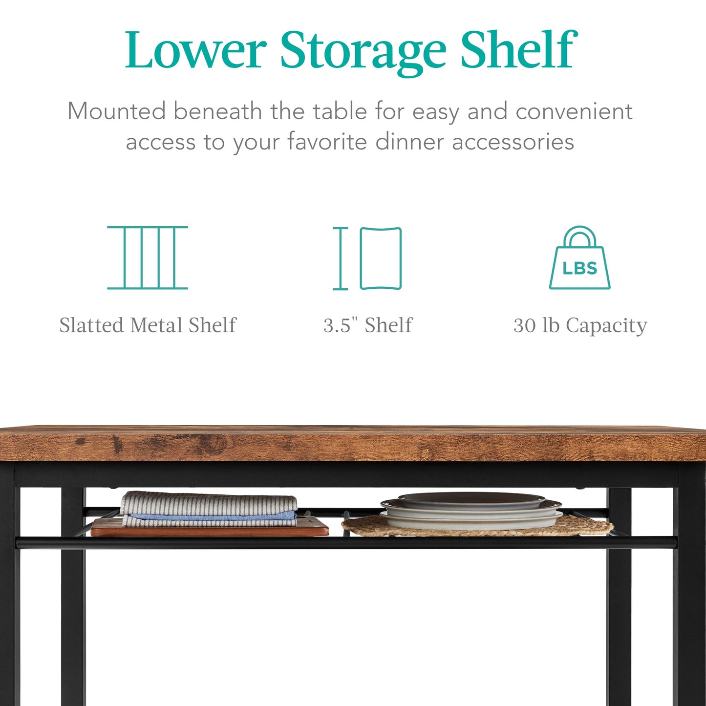 5-Piece Modern Dining Set, Kitchen Table W/ 4 Matching Chairs & Storage Rack