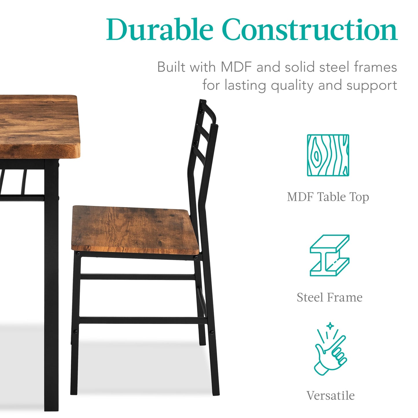 5-Piece Modern Dining Set, Kitchen Table W/ 4 Matching Chairs & Storage Rack