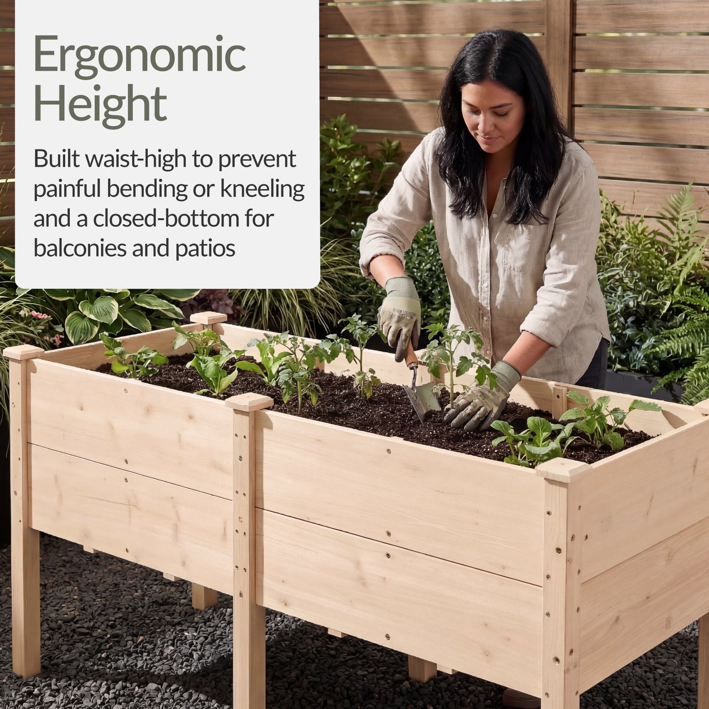 72" x 24" x 30" Raised Wooden Garden Bed w/16" Depth, Elevated Wood Planter