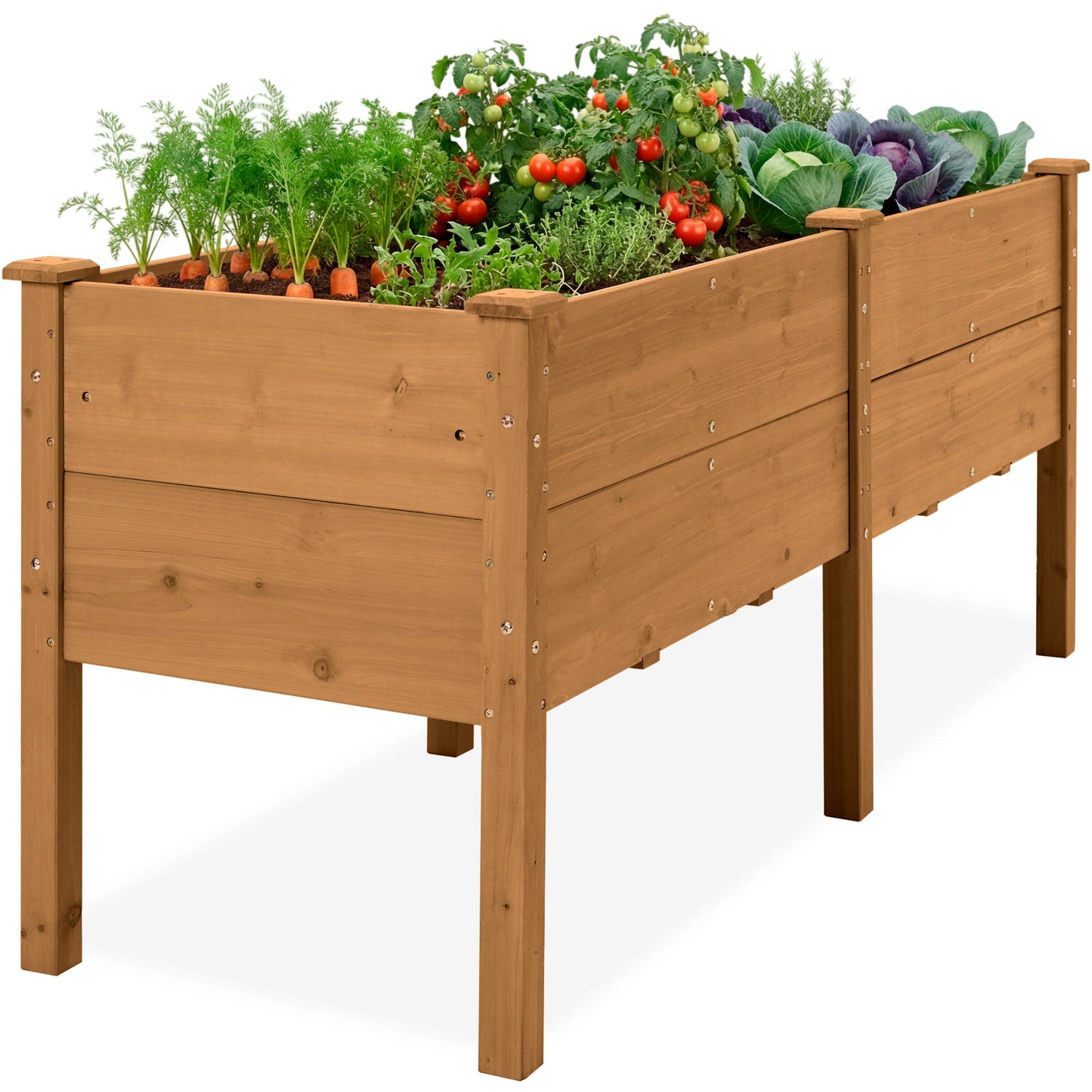 72" x 24" x 30" Raised Wooden Garden Bed w/16" Depth, Elevated Wood Planter