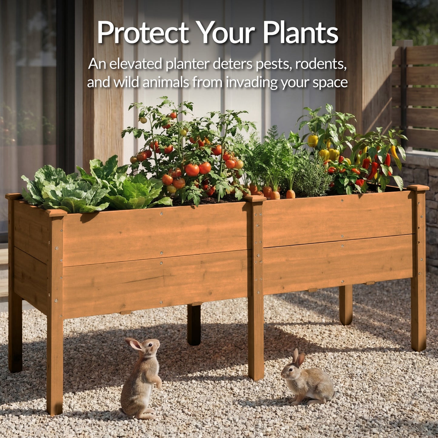 72" x 24" x 30" Raised Wooden Garden Bed w/16" Depth, Elevated Wood Planter