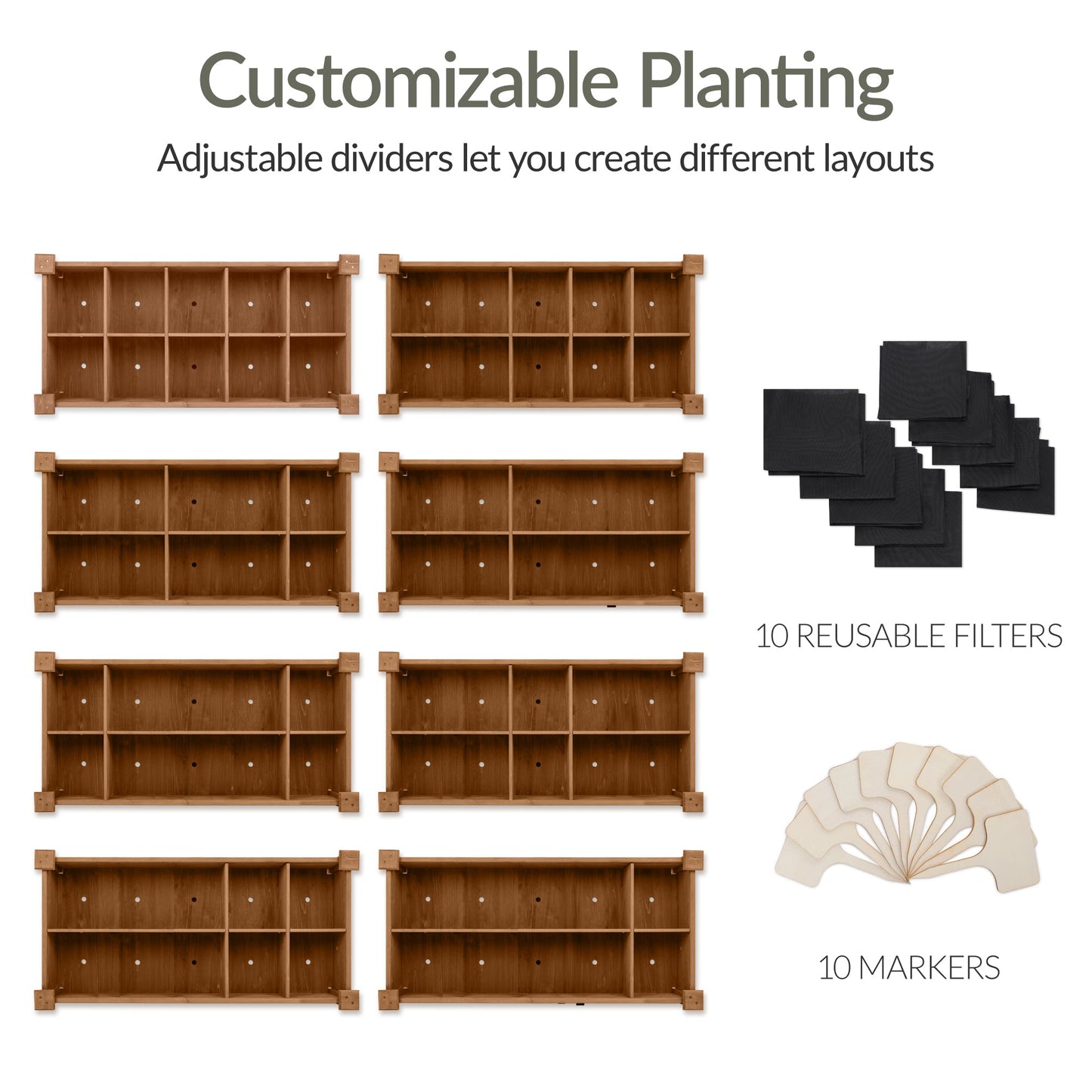 Raised Garden Bed Planter Box with 10 Grid Sections