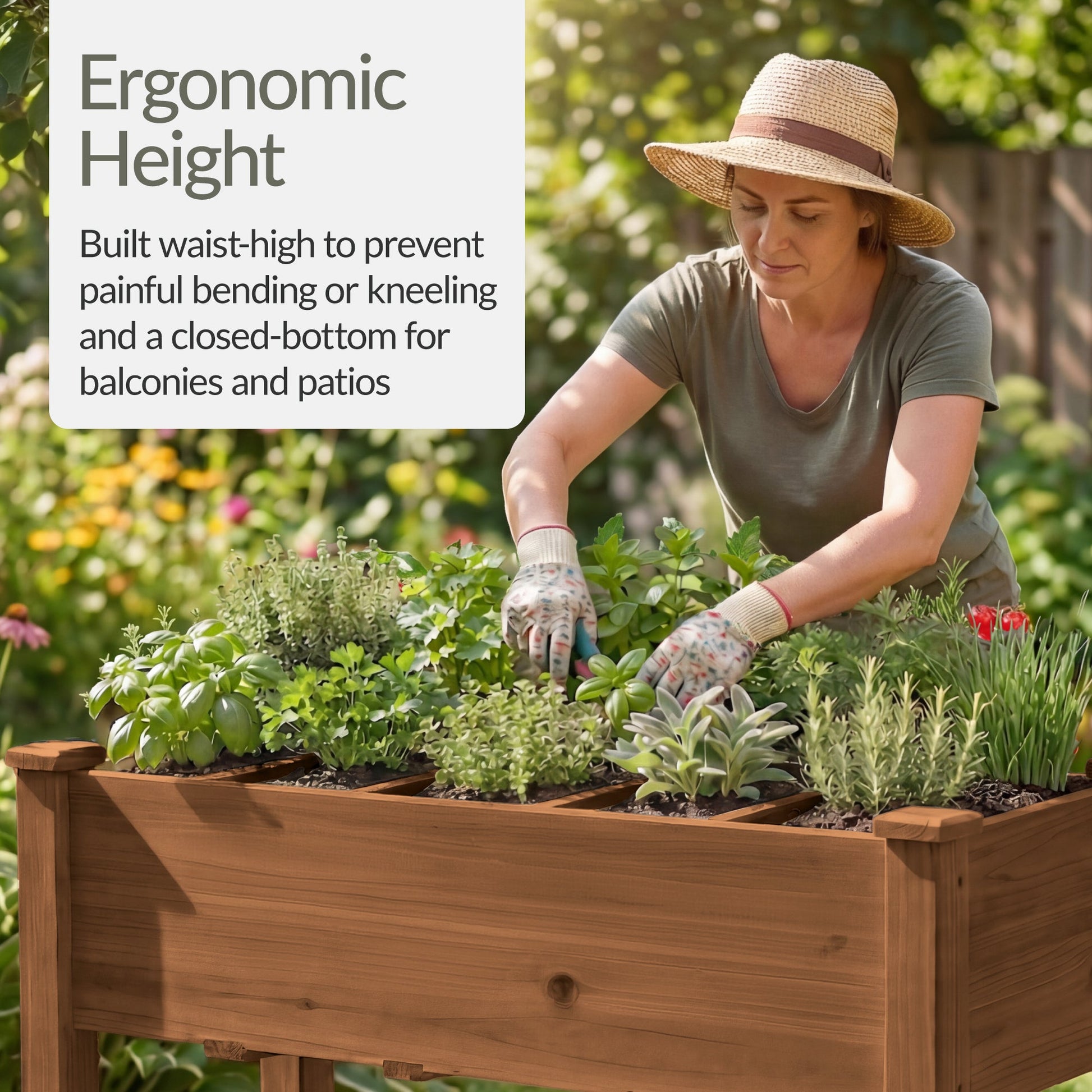 Raised Garden Bed Planter Box with 10 Grid Sections