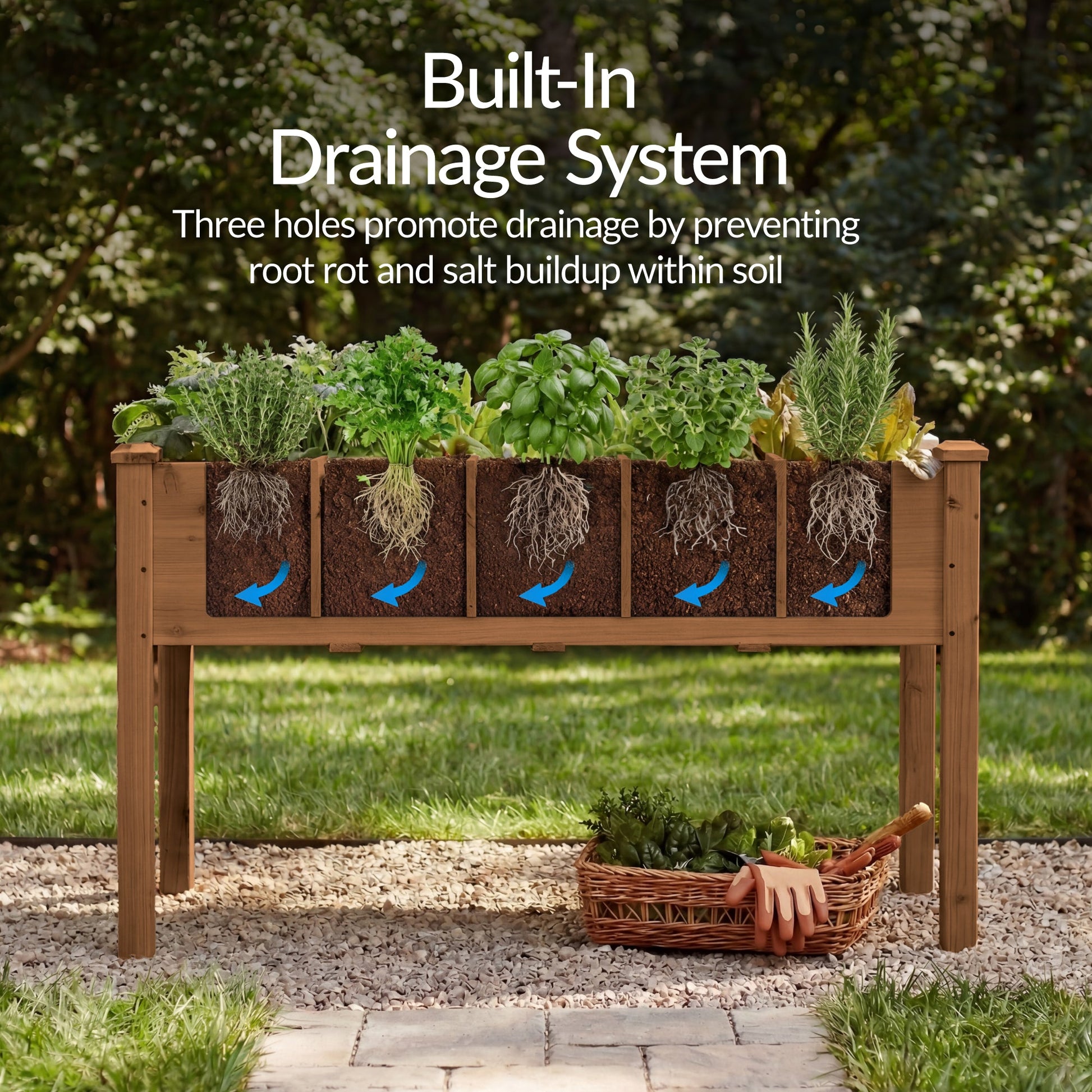 Raised Garden Bed Planter Box with 10 Grid Sections