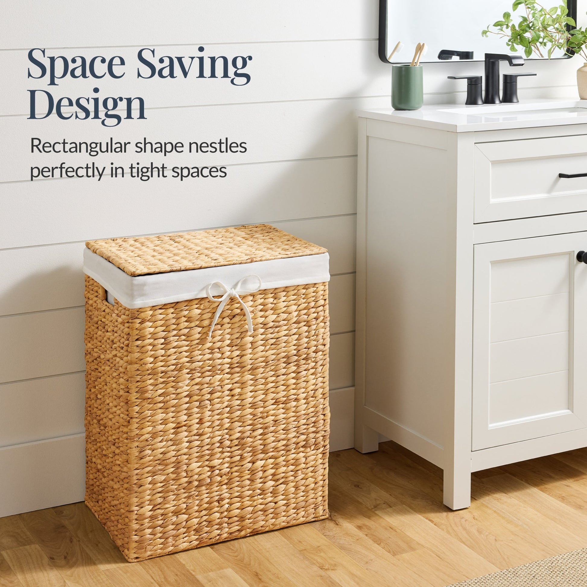 Large Laundry Hamper w/ Lid, Removable Liner & Built-in Handles