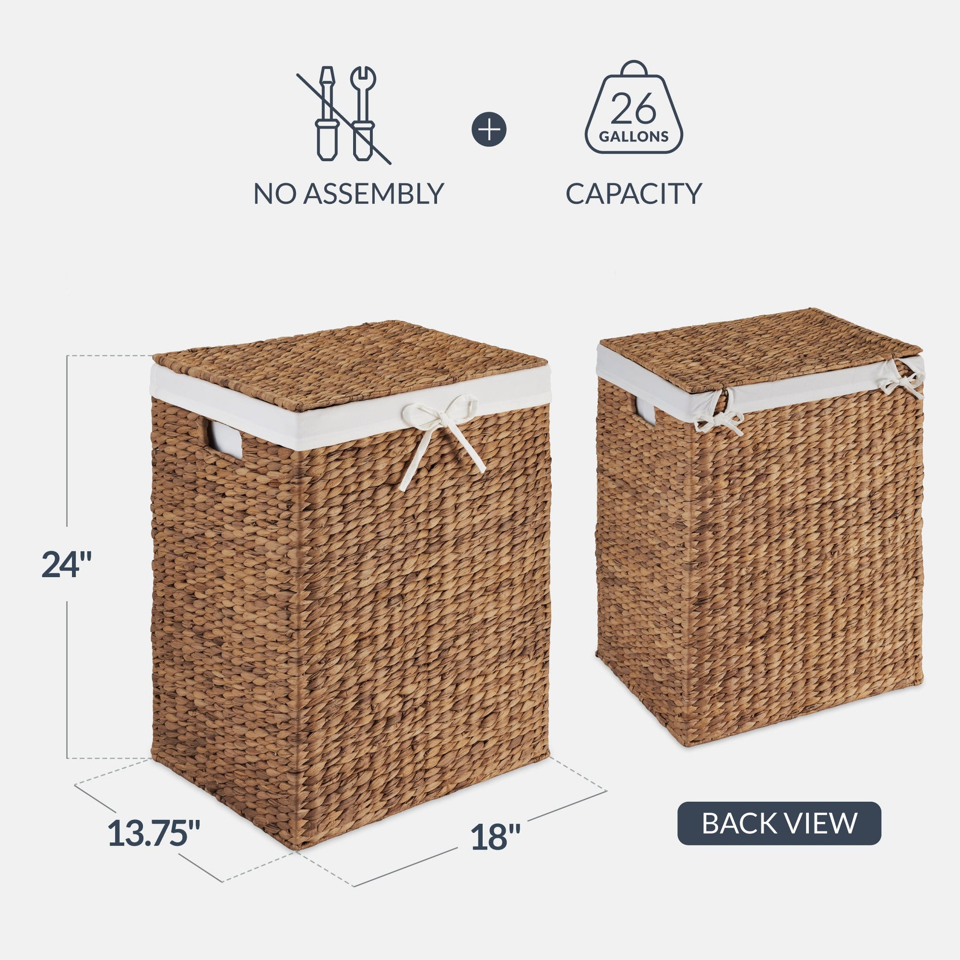 Large Laundry Hamper w/ Lid, Removable Liner & Built-in Handles