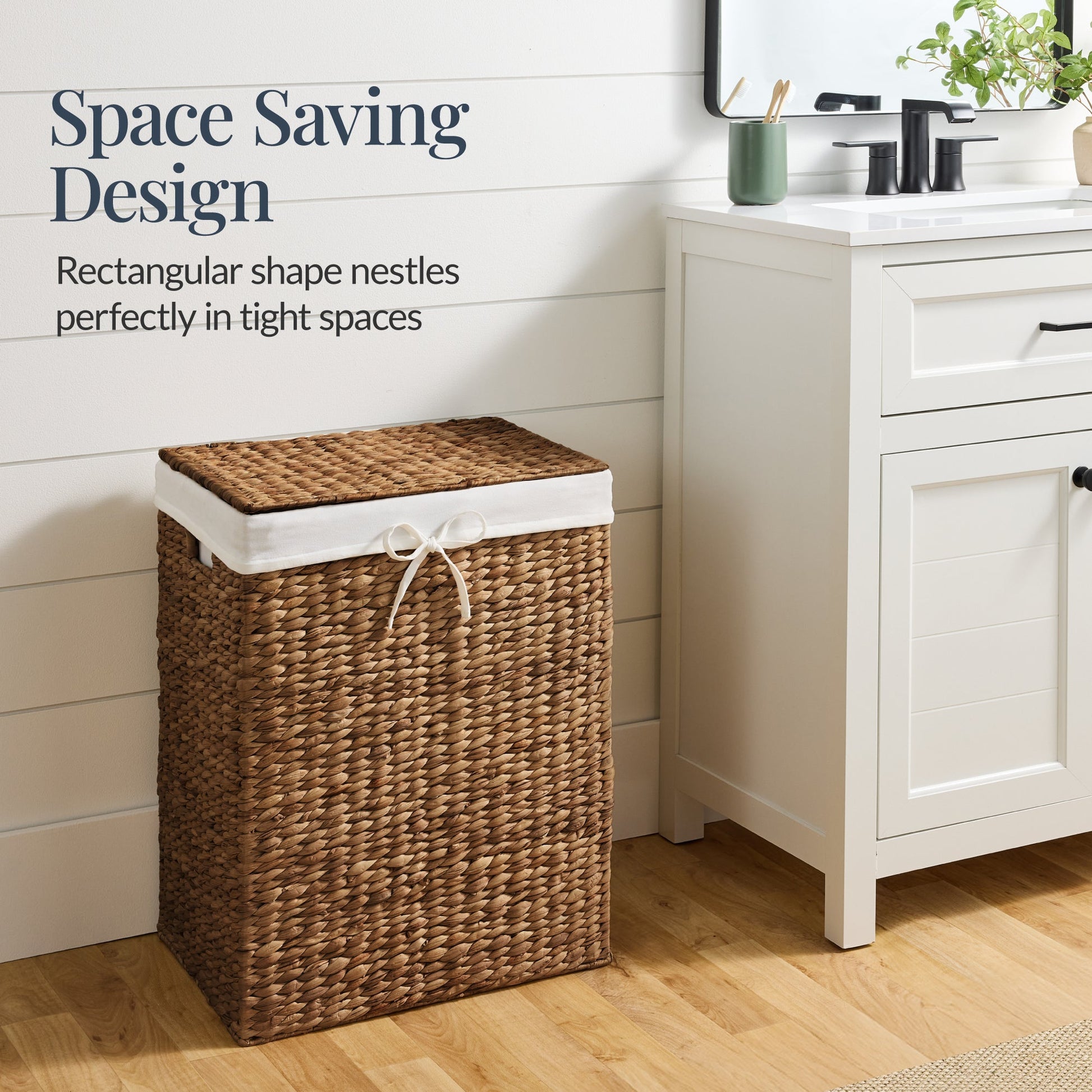 Large Laundry Hamper w/ Lid, Removable Liner & Built-in Handles