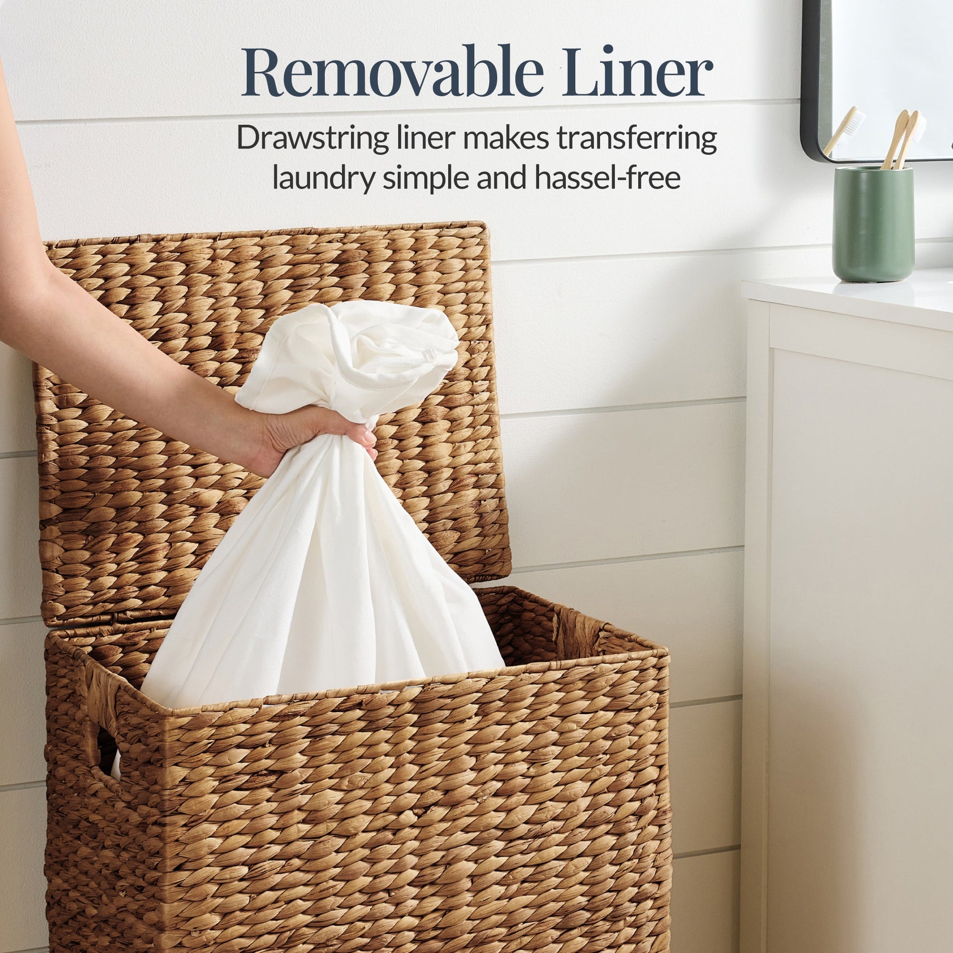 Large Laundry Hamper w/ Lid, Removable Liner & Built-in Handles